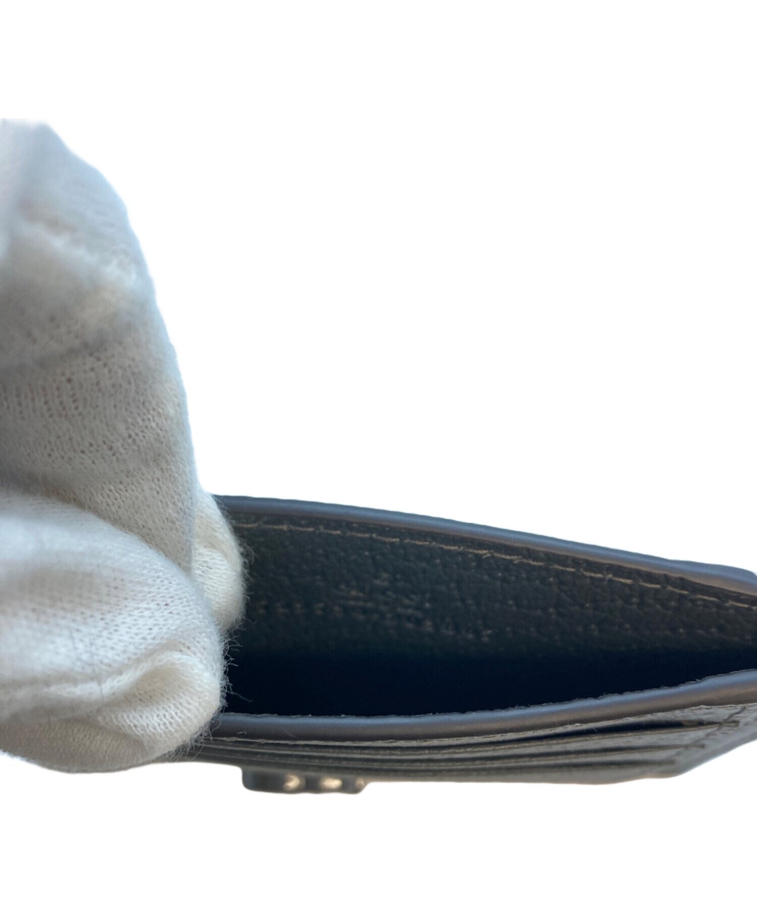 中古・古着通販】GUCCI (グッチ) ダブルG レザー カードケース グレー