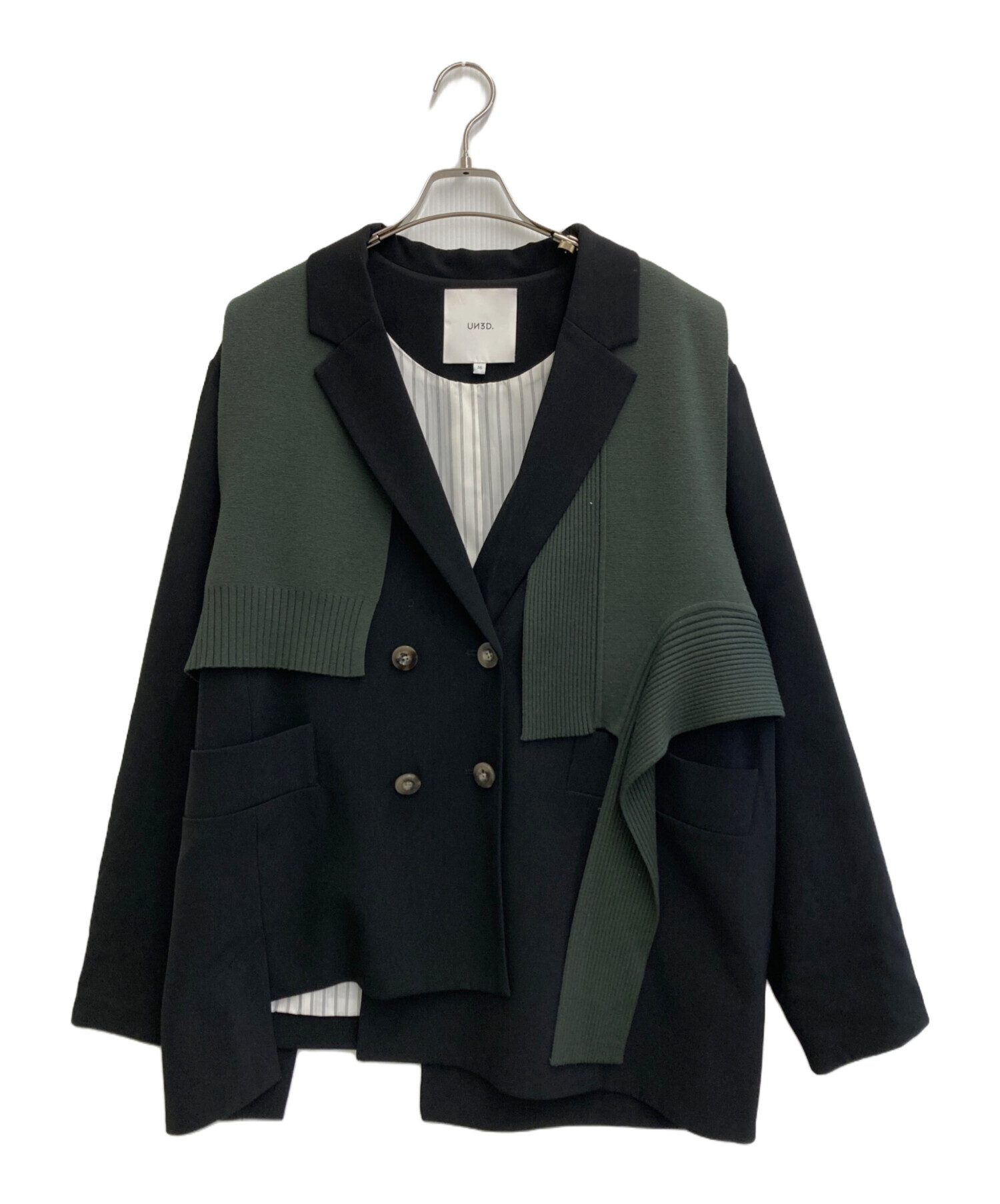 中古・古着通販】UN3D. (アンスリード) KNIT DOCKING JK ブラック