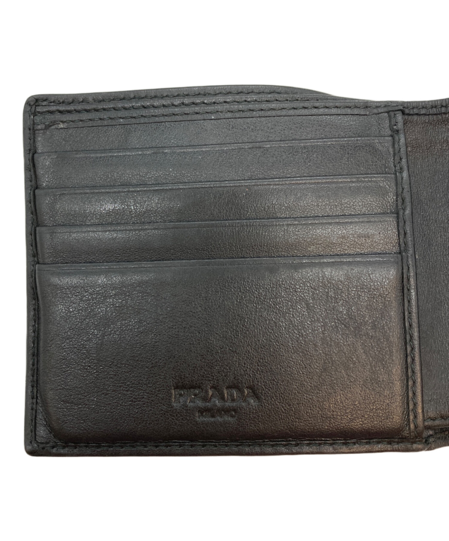 中古・古着通販】PRADA (プラダ) 2つ折り財布 ブラック｜ブランド