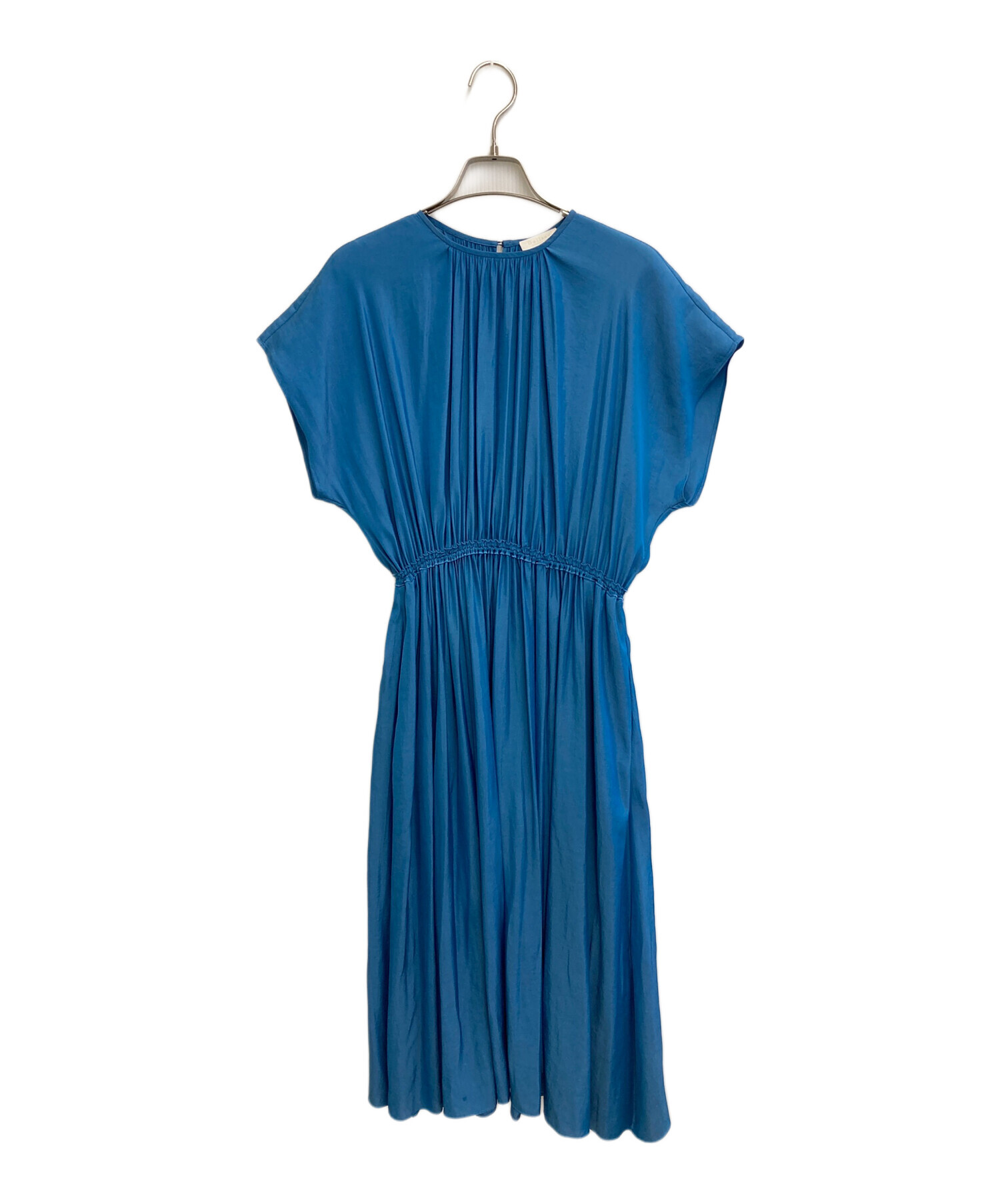 美品■ BALLSEY ■エアリークロス ギャザーワンピース■ブルー■36 美品□ BALLSEY □エアリークロス ギャザーワンピース□ブルー□36