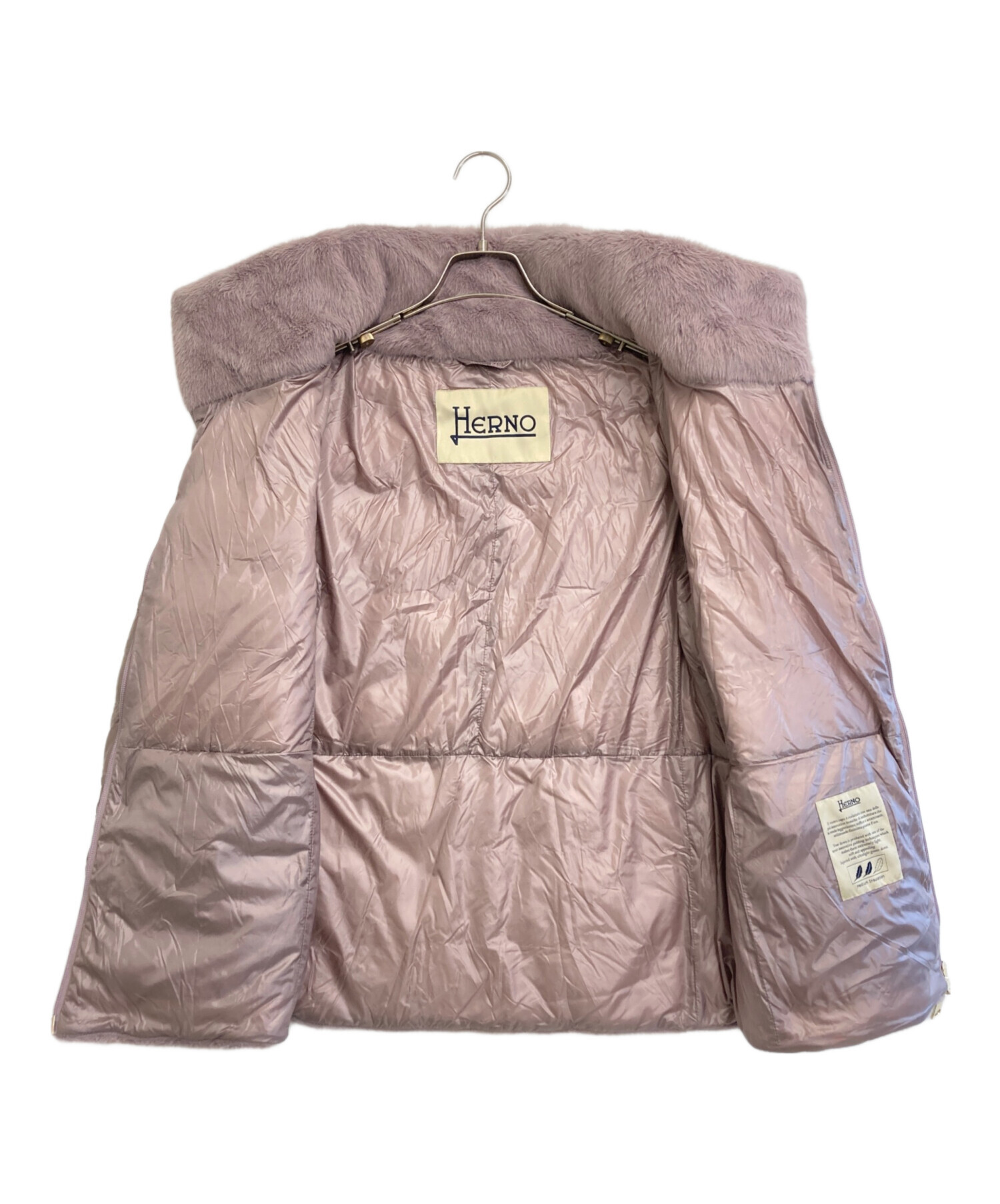 中古・古着通販】HERNO (ヘルノ) エコファー ダウンジャケット ピンク