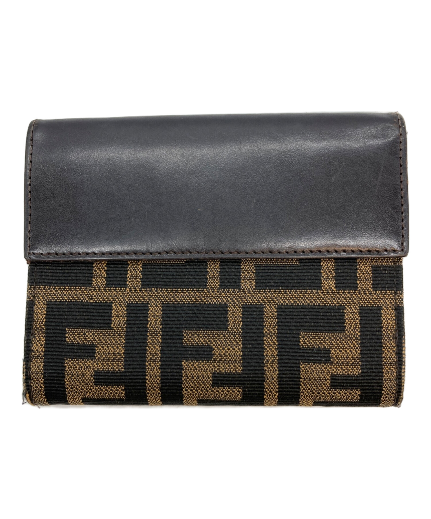 FENDI　フェンディ　ズッキーノ柄　2つ折り財布　エナメル　中古　リサイクルショップ宮崎屋住吉店25.2.20 中古・古着通販】FENDI (フェンディ) ズッカ柄2つ折り財布 ブラウン