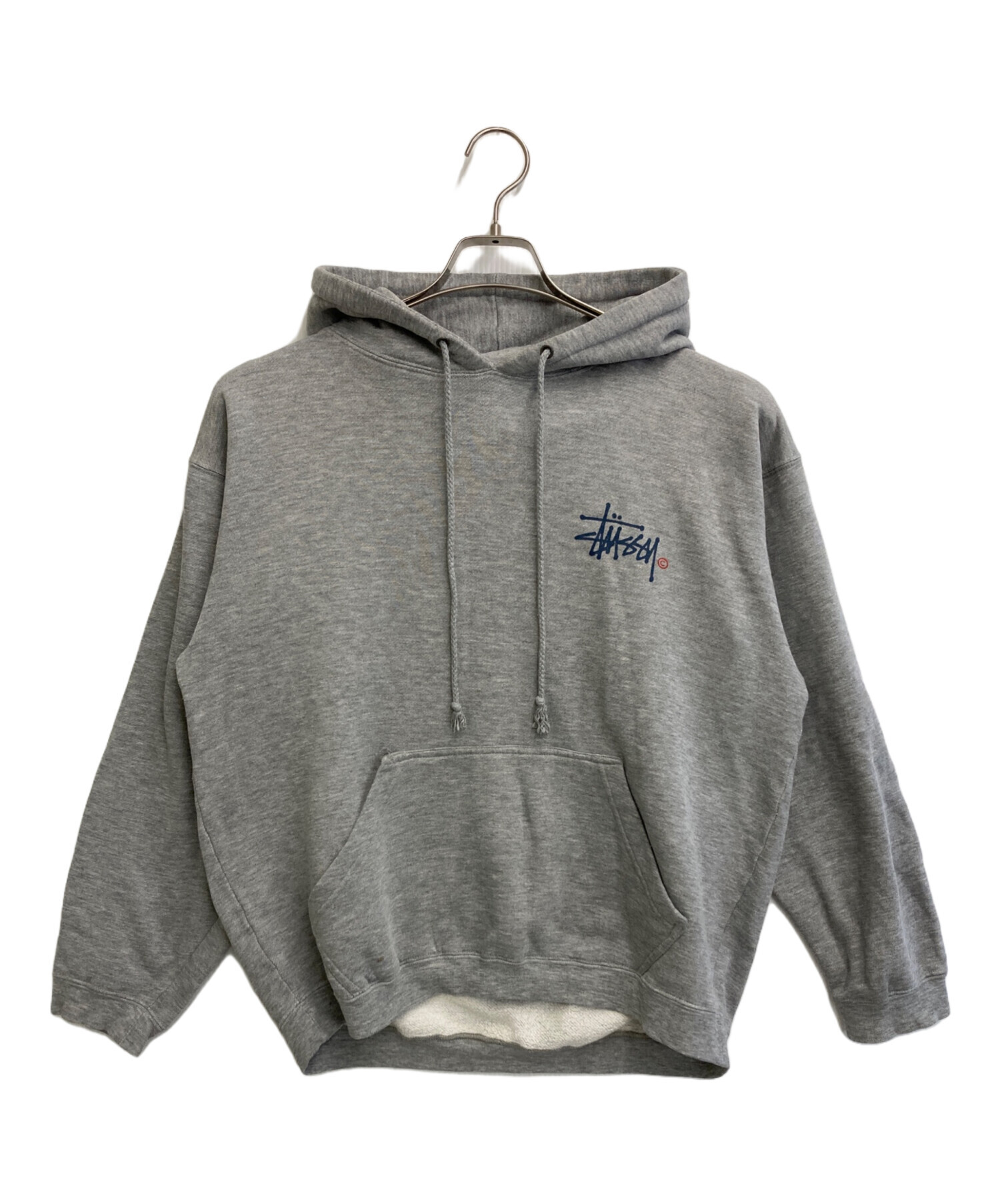 【美品】old stussy 90s パーカー　シンプル　グレー　古着 STUSSY（ステューシー） 90s オールド 紺タグ 長袖 スウェットパーカー
