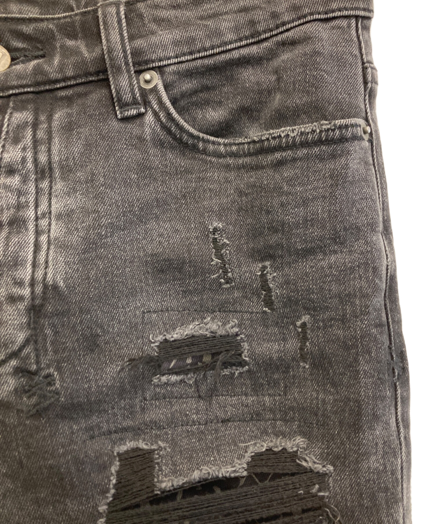 中古・古着通販】Ksubi (スビ) ダメージデニムパンツ ブラック サイズ