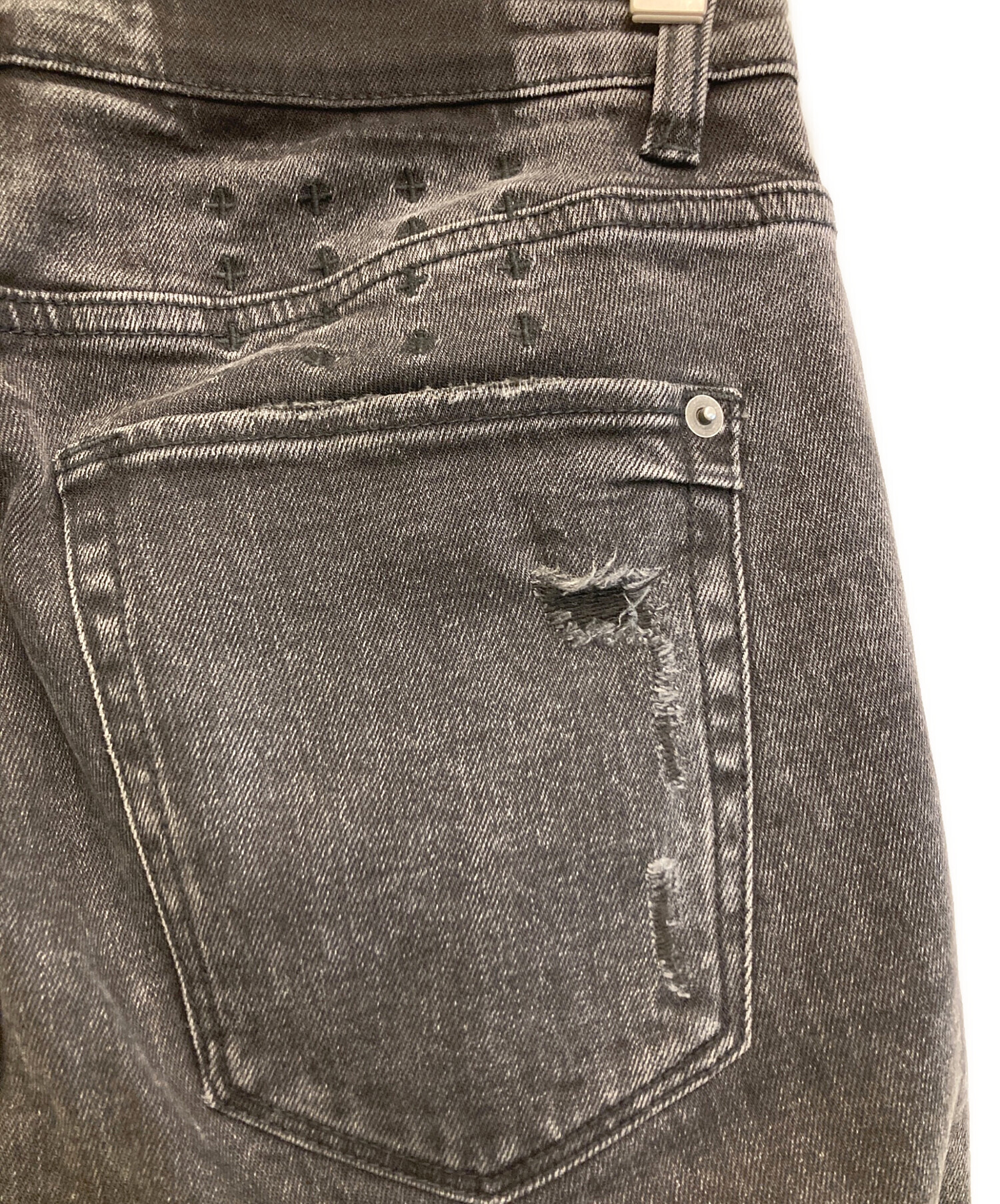 中古・古着通販】Ksubi (スビ) ダメージデニムパンツ ブラック サイズ