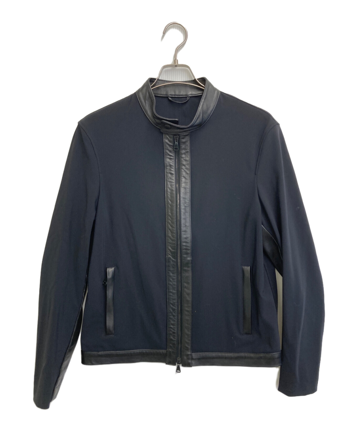 エンメティ ANDY ネイビー 48 美品 レザー 切り替え EMMETI 中古・古着通販】EMMETI (エンメティ) ナイロン切替ラムレザー
