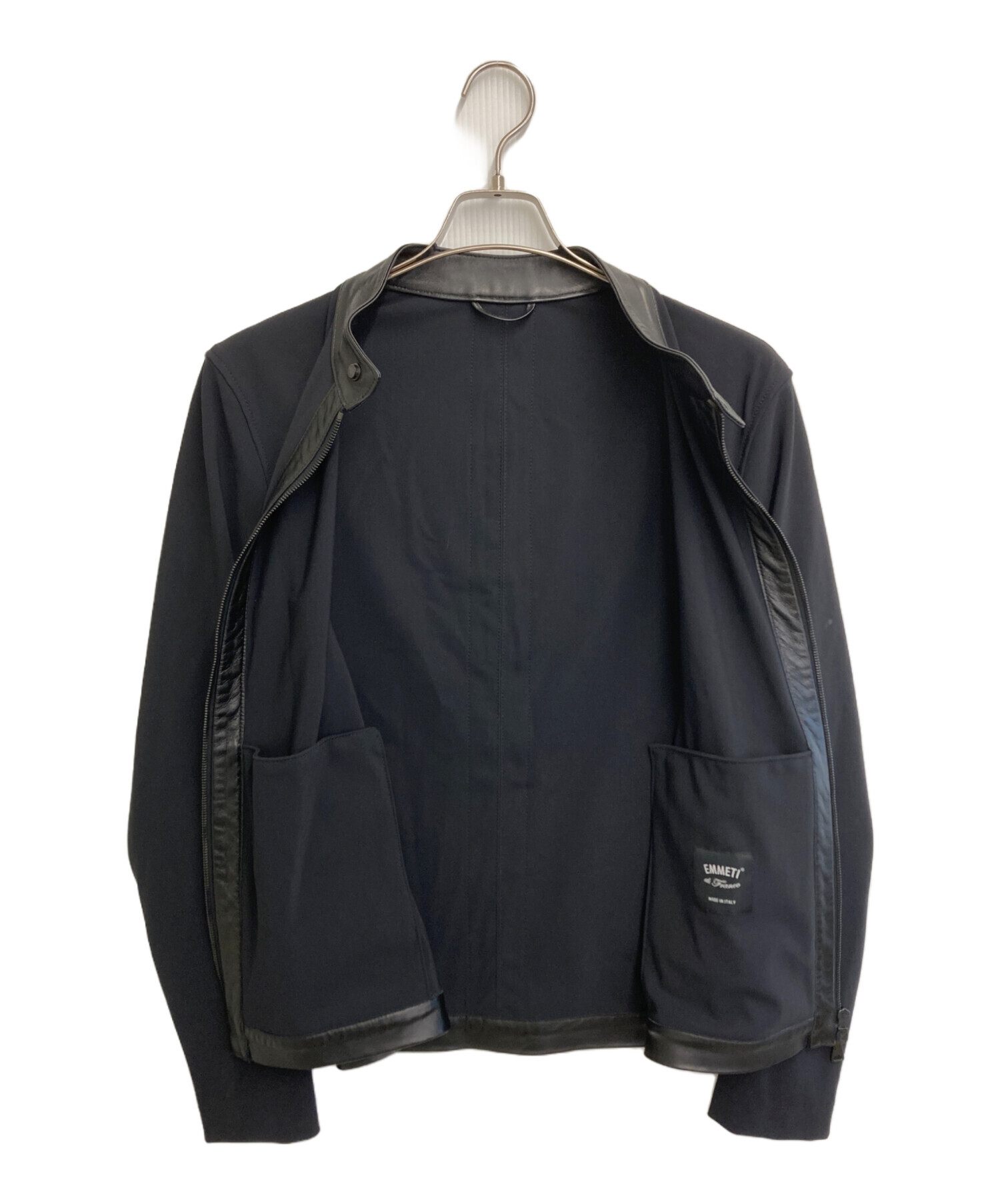 エンメティ ANDY ネイビー 48 美品 レザー 切り替え EMMETI EMMETI（エンメティ） JURI SP CALF ユリ カーフレザー ジャケット 本