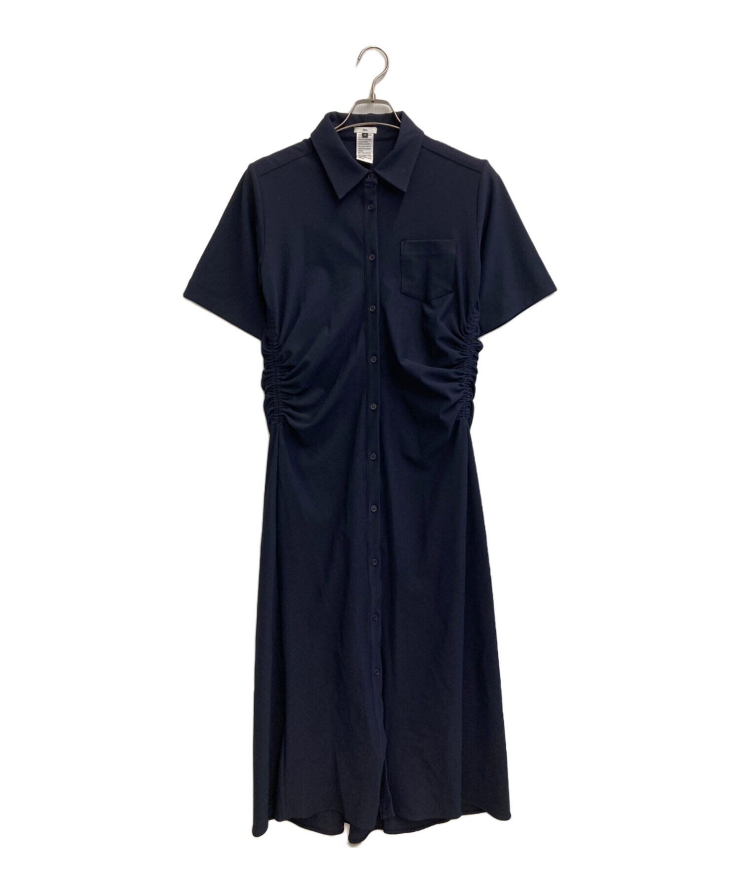 美品 ソブ コットン100% ギャザー ロング丈 シャツワンピース◆ネイビー 中古・古着通販】Sov. (ソブ) ウエストギャザーシャツワンピース