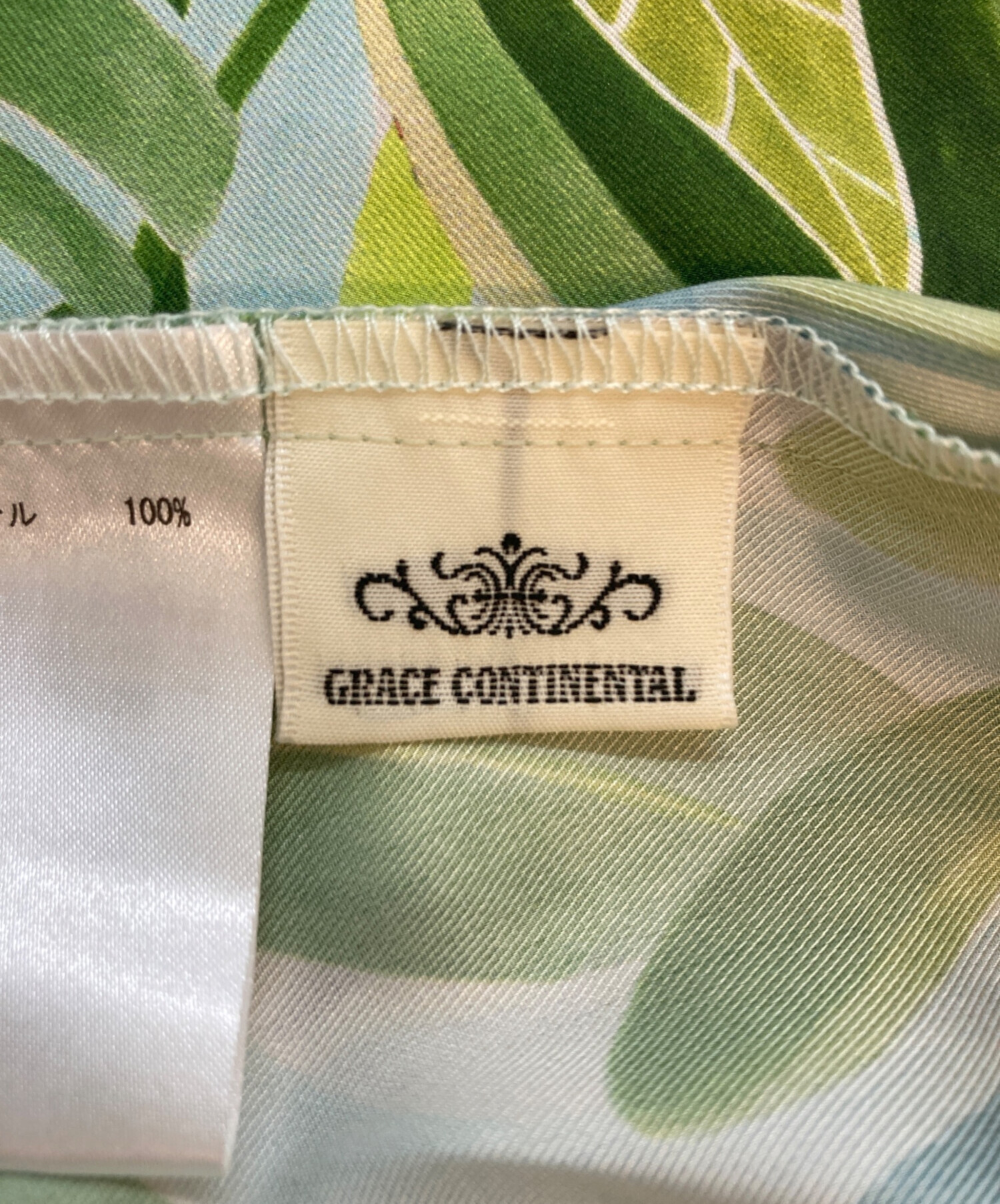 新品[グレースコンチネンタル]24SS リーフプリントワンピース　グリーン　38 リーフプリントワンピース / GRACE CONTINENTAL | GRACE CONTINENTAL