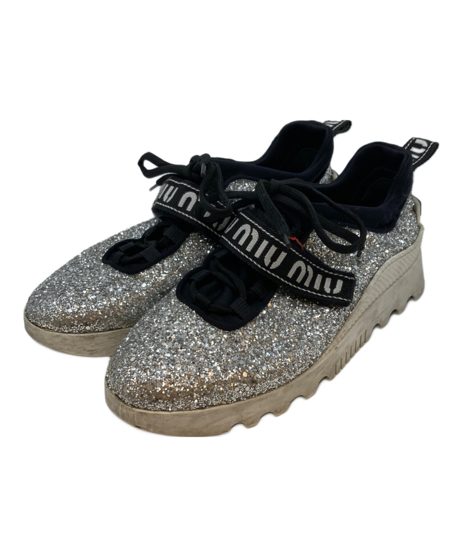 中古・古着通販】MIU MIU (ミュウミュウ) グリッターシューズ シルバー