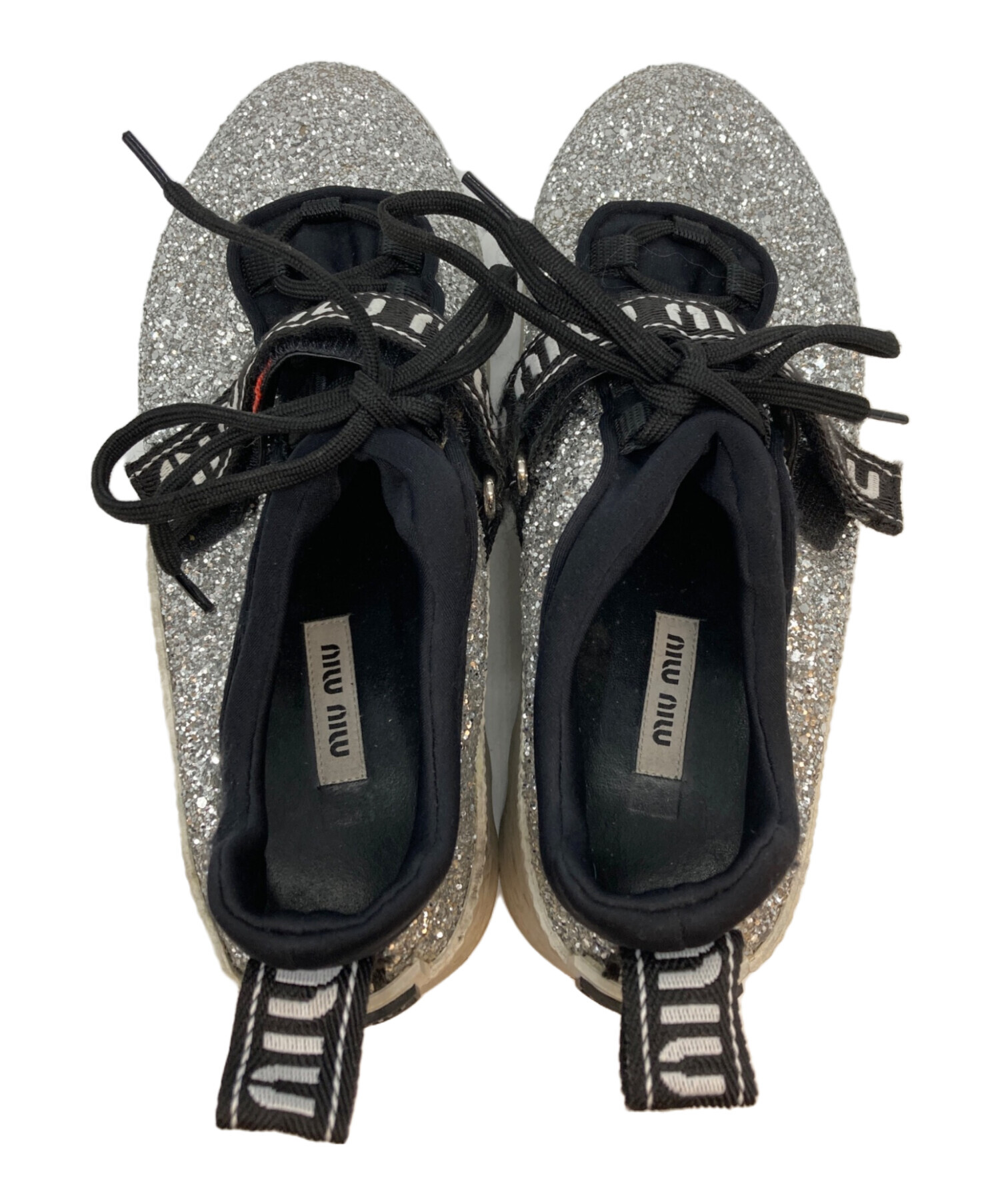 中古・古着通販】MIU MIU (ミュウミュウ) グリッターシューズ シルバー