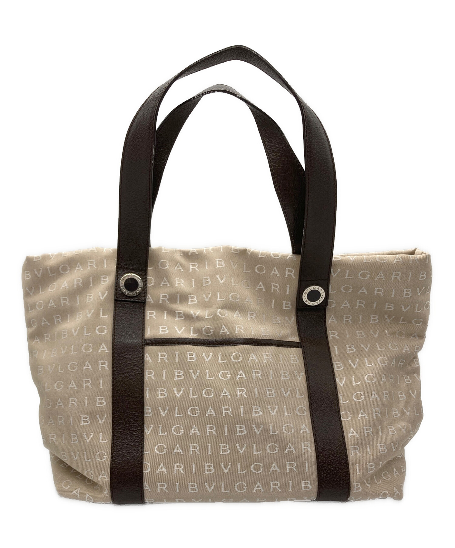 【美品】BVLGARI トートバッグ 中古・古着通販】BVLGARI (ブルガリ) ロゴマニアトートバッグ ベージュ