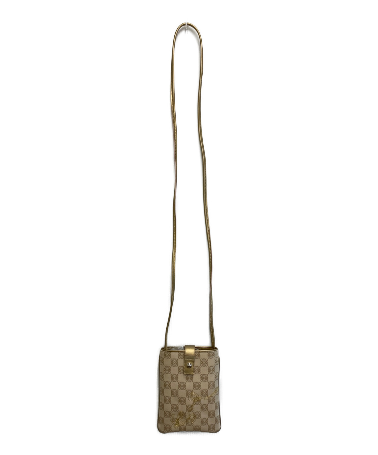 LOEWE ベージュ ヴィンテージショルダーバッグ 中古・古着通販】LOEWE (ロエベ) 刺繍×アナグラム ショルダーバッグ