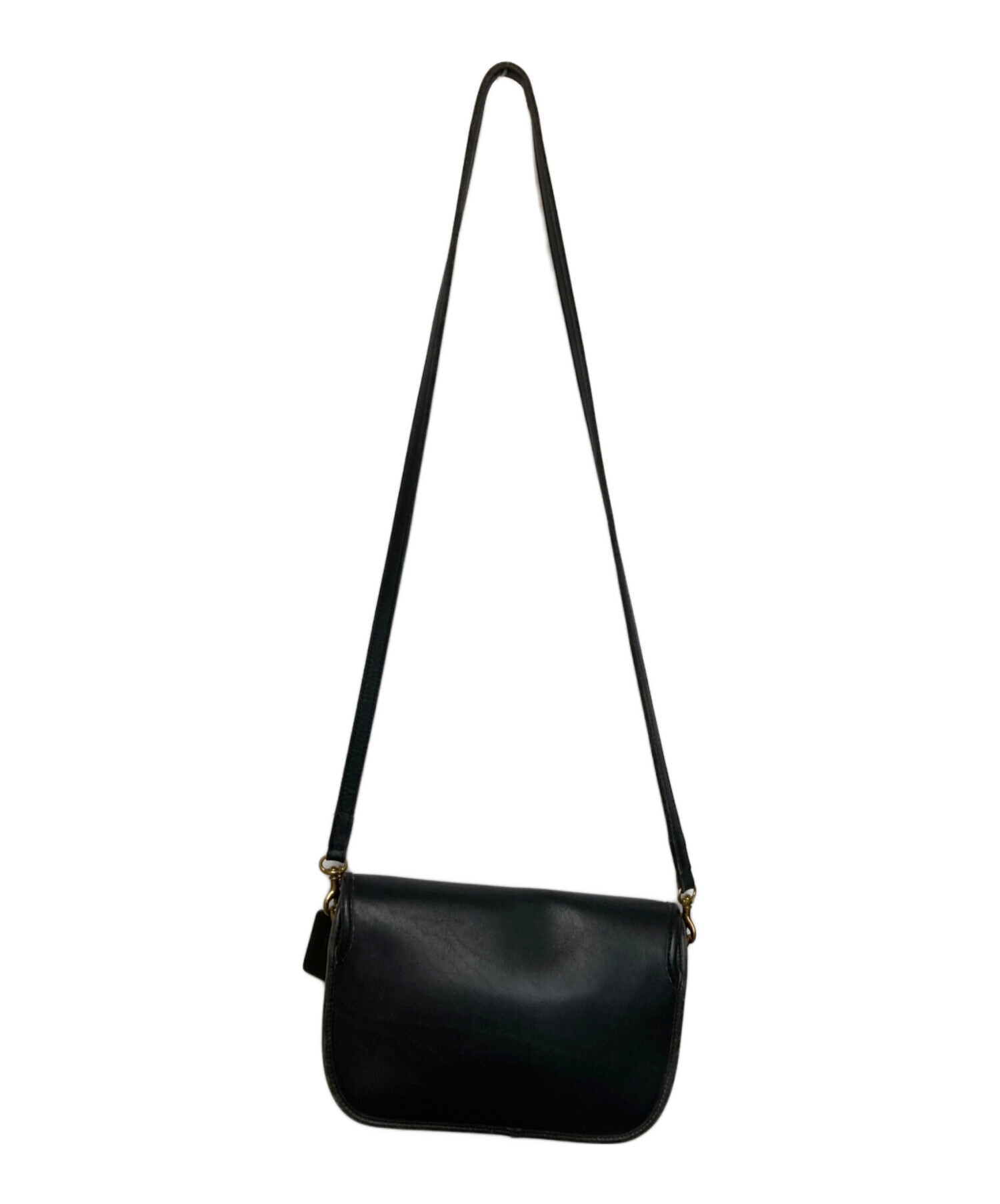 美品 COACH コーチ シュリンクレザー ショルダーウォレット ショルダーバッグ ブラック レディース 古着 中古 USED 中古・古着通販】COACH (コーチ) レザーショルダーバッグ ブラック