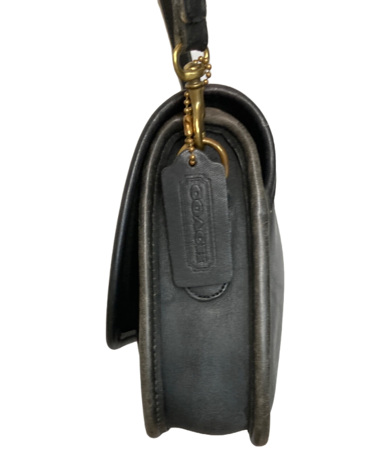 美品 COACH コーチ シュリンクレザー ショルダーウォレット ショルダーバッグ ブラック レディース 古着 中古 USED 中古・古着通販】COACH (コーチ) レザーショルダーバッグ ブラック