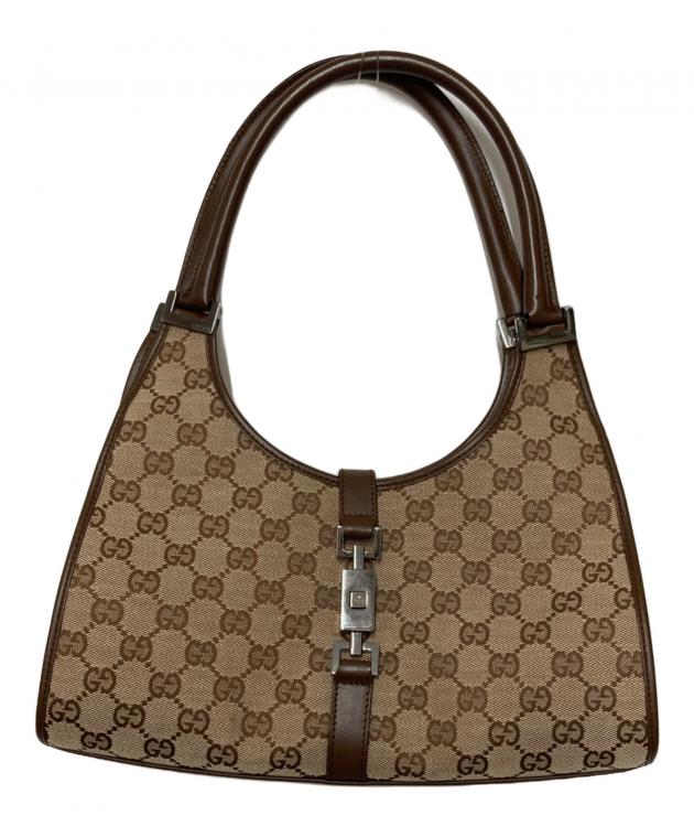 GUCCI GGキャンバス ハンドバッグ ブラウン 中古・古着通販】GUCCI (グッチ) GGキャンバス ジャッキーハンドバッグ