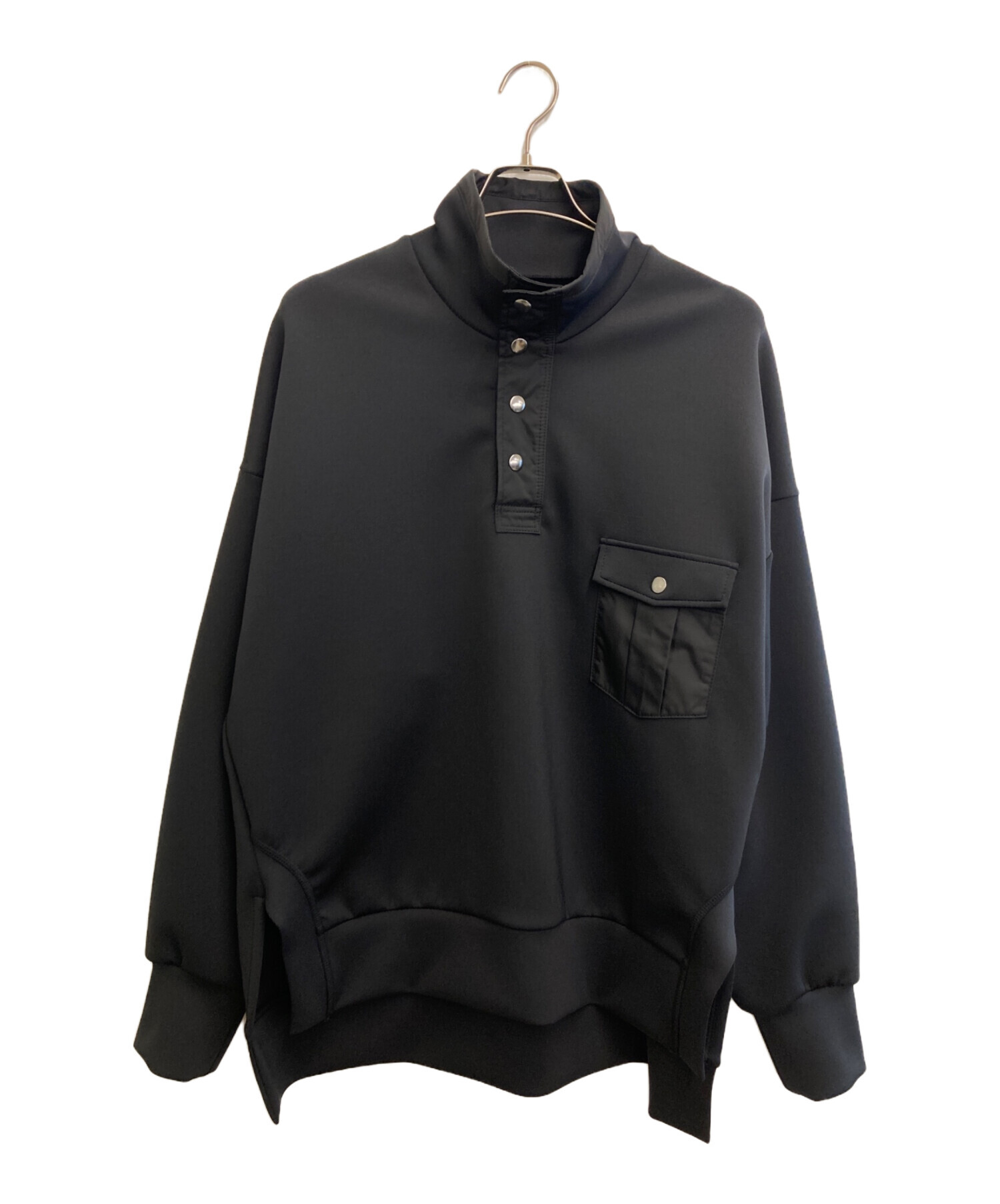 Ujoh ウジョー 切替アシンメトリー プルオーバー スウェット 紺 ​ 中古・古着通販】Ujoh (ウジョー) 異素材コンビスウェット ブラック