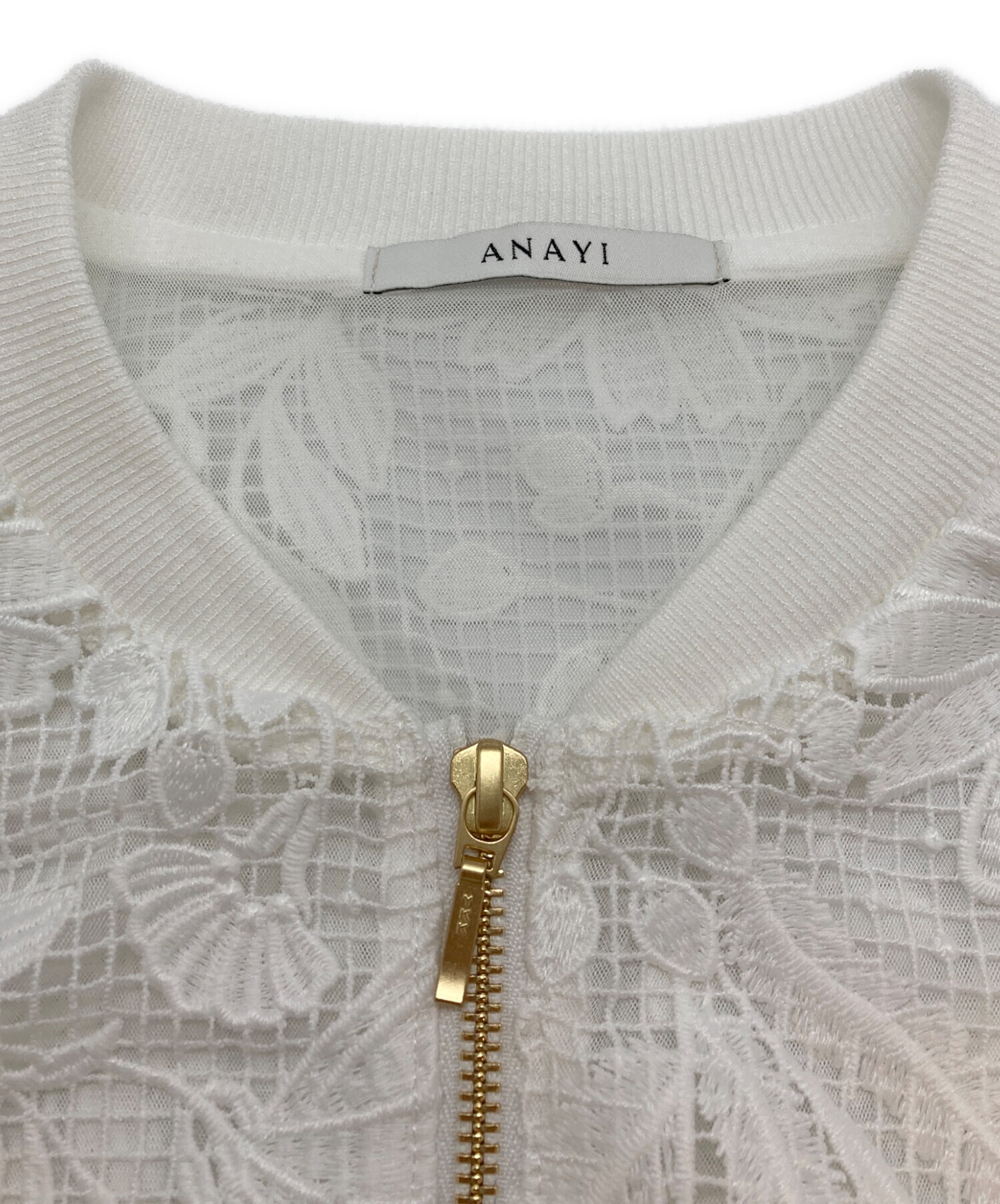 中古・古着通販】ANAYI (アナイ) フルールジップブルゾン ホワイト