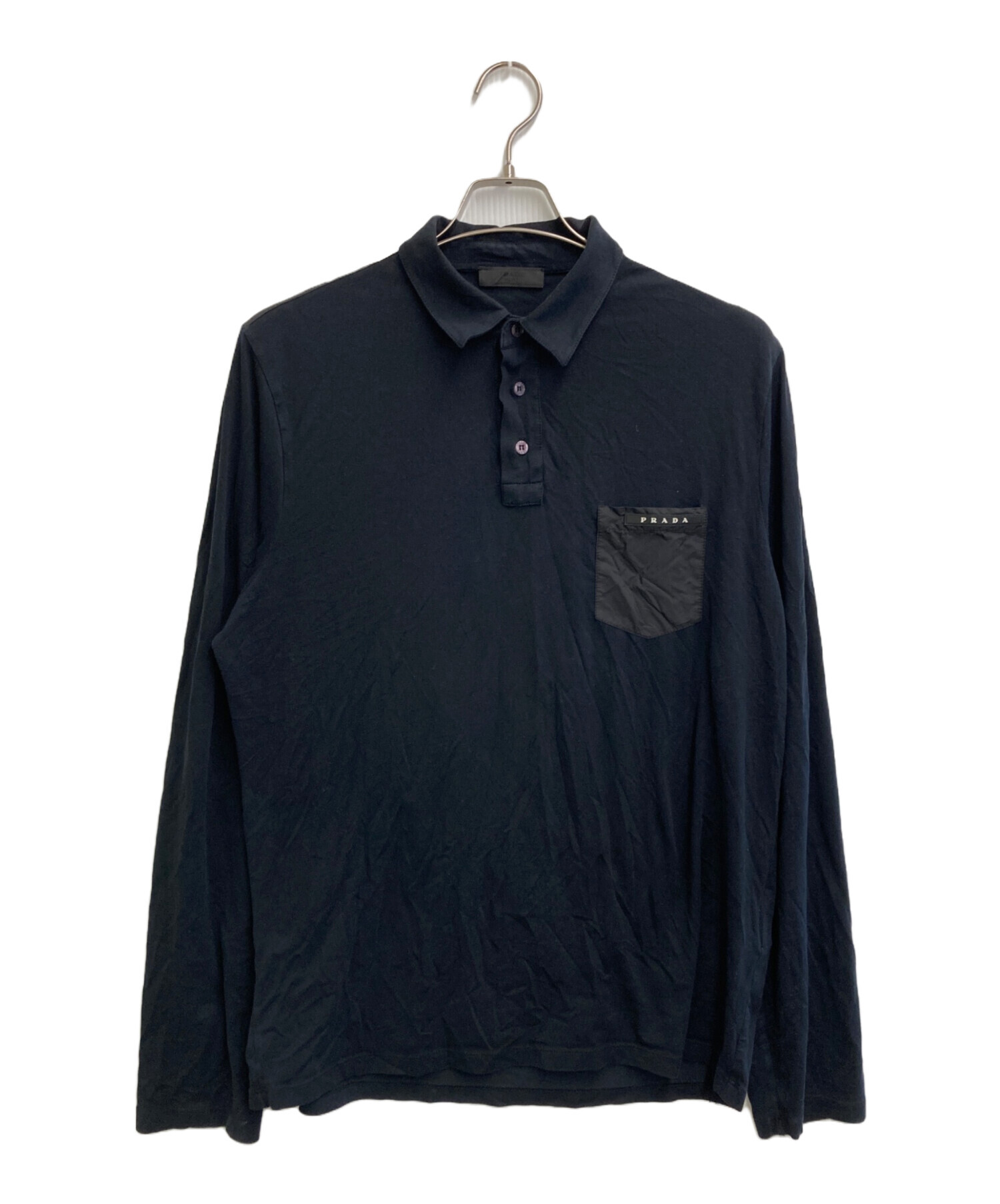 中古・古着通販】PRADA (プラダ) L/Sポロシャツ ブラック サイズ:SIZE