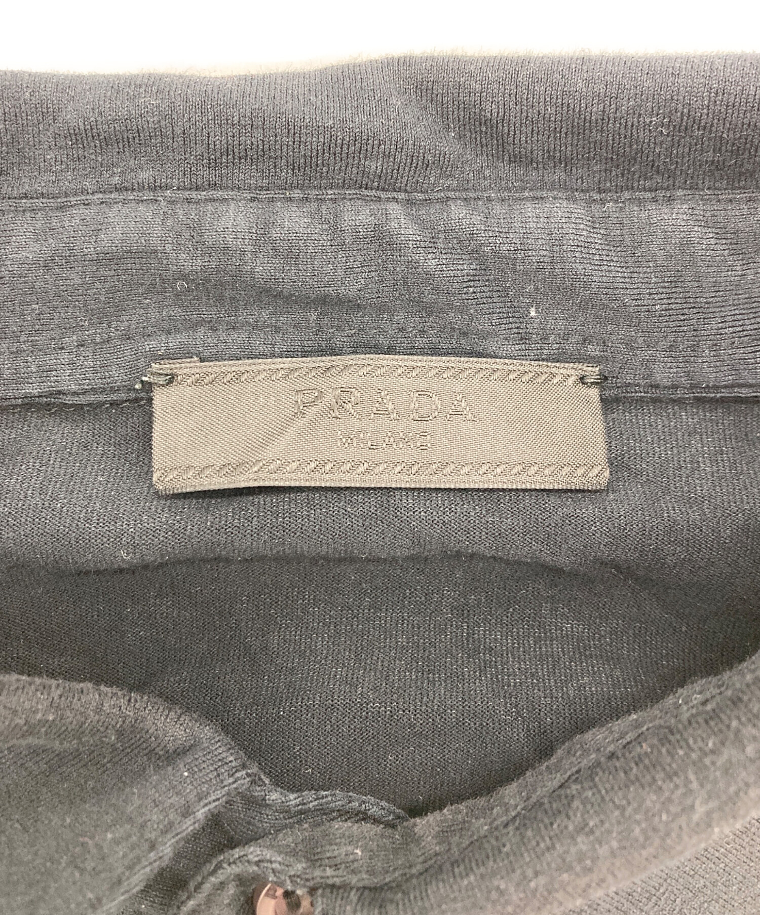 中古・古着通販】PRADA (プラダ) L/Sポロシャツ ブラック サイズ:SIZE