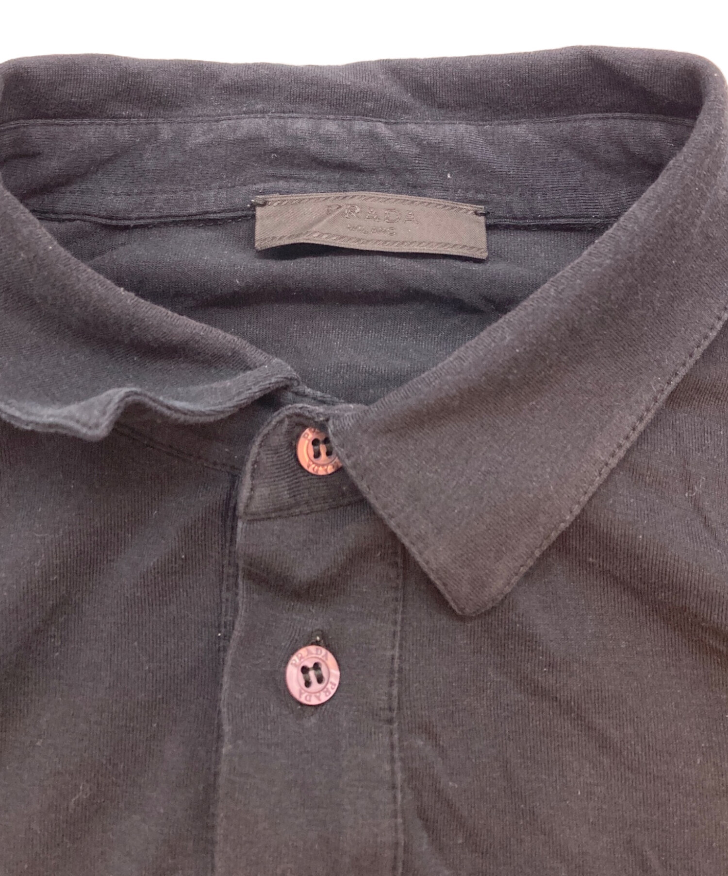 中古・古着通販】PRADA (プラダ) L/Sポロシャツ ブラック サイズ:SIZE