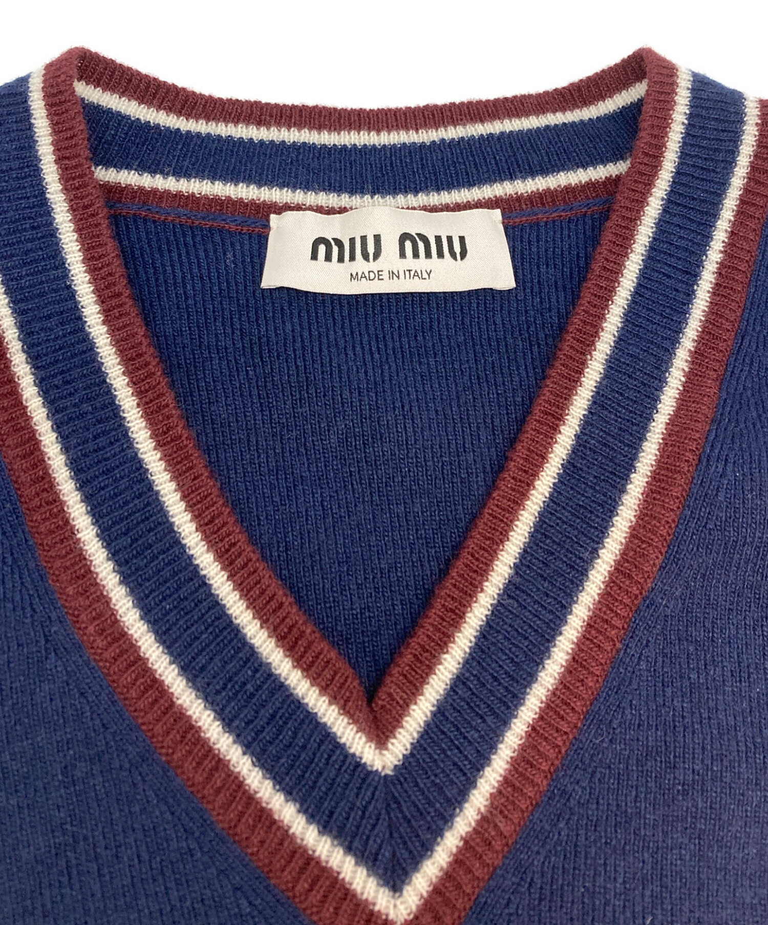 中古・古着通販】MIU MIU (ミュウミュウ) ストライプトリム ニット
