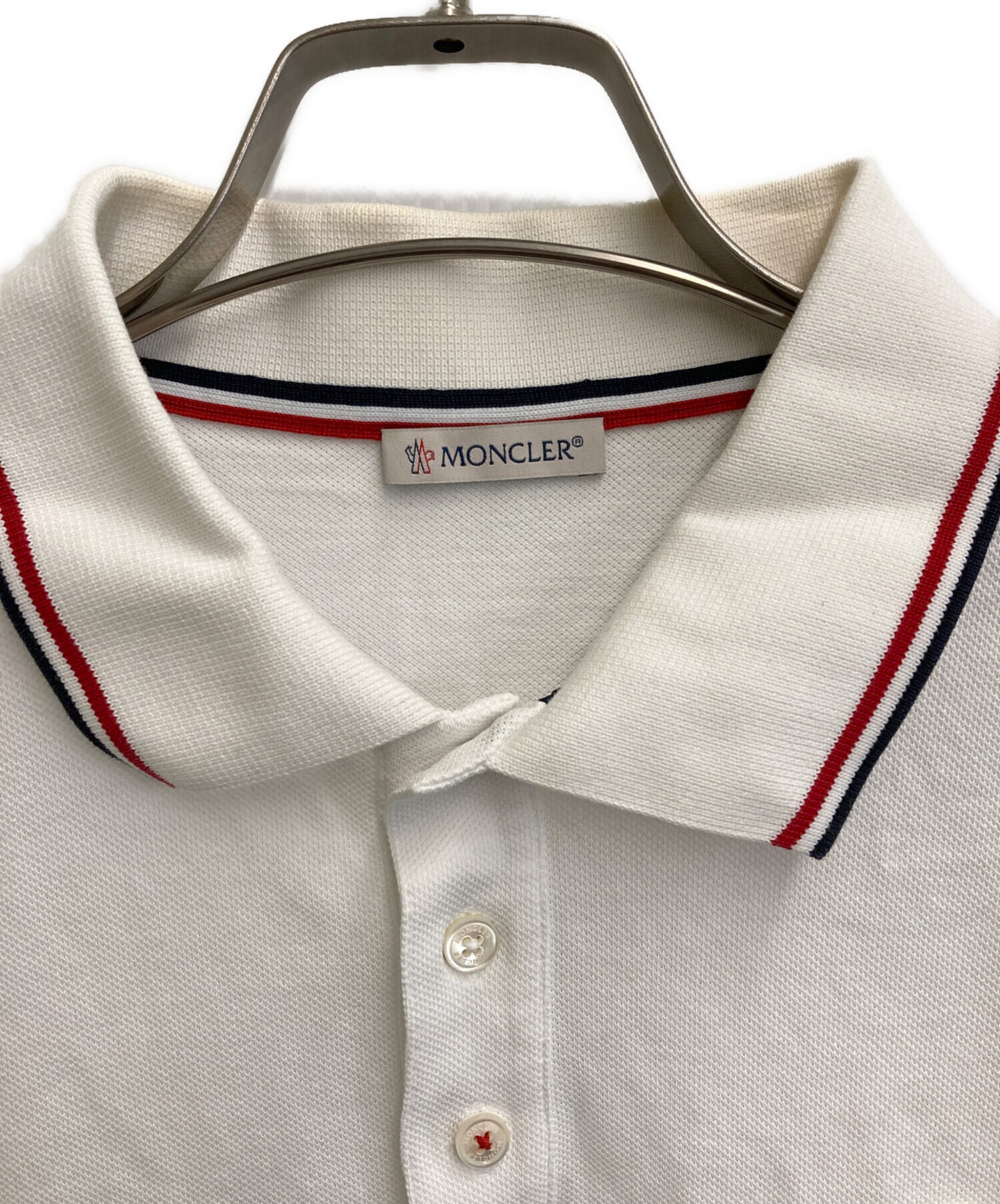 中古・古着通販】MONCLER (モンクレール) ポロシャツ ホワイト サイズ