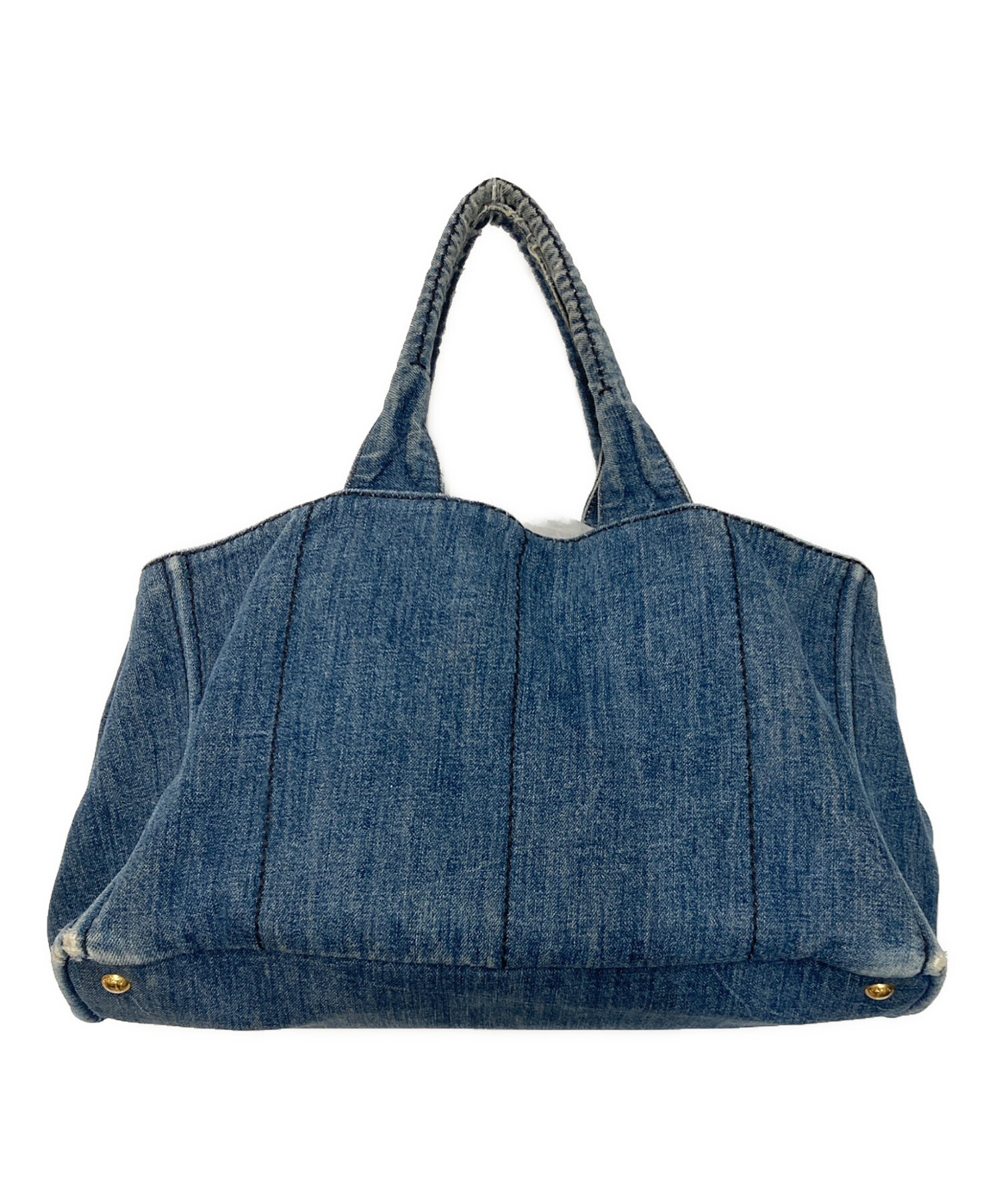PRADA カナパ デニム トートバッグ　大サイズ 大容量 訳あり　プラダ 中古・古着通販】PRADA (プラダ) カナパ デニムトートバッグ L