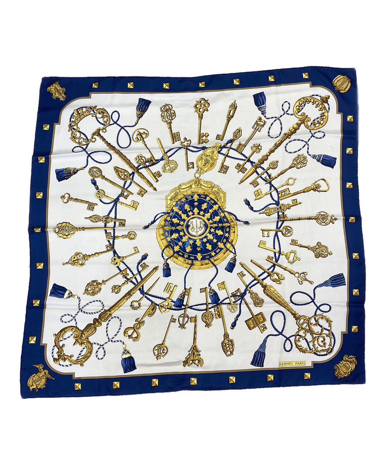 中古・古着通販】HERMES (エルメス) カレ90 シルクスカーフ ホワイト