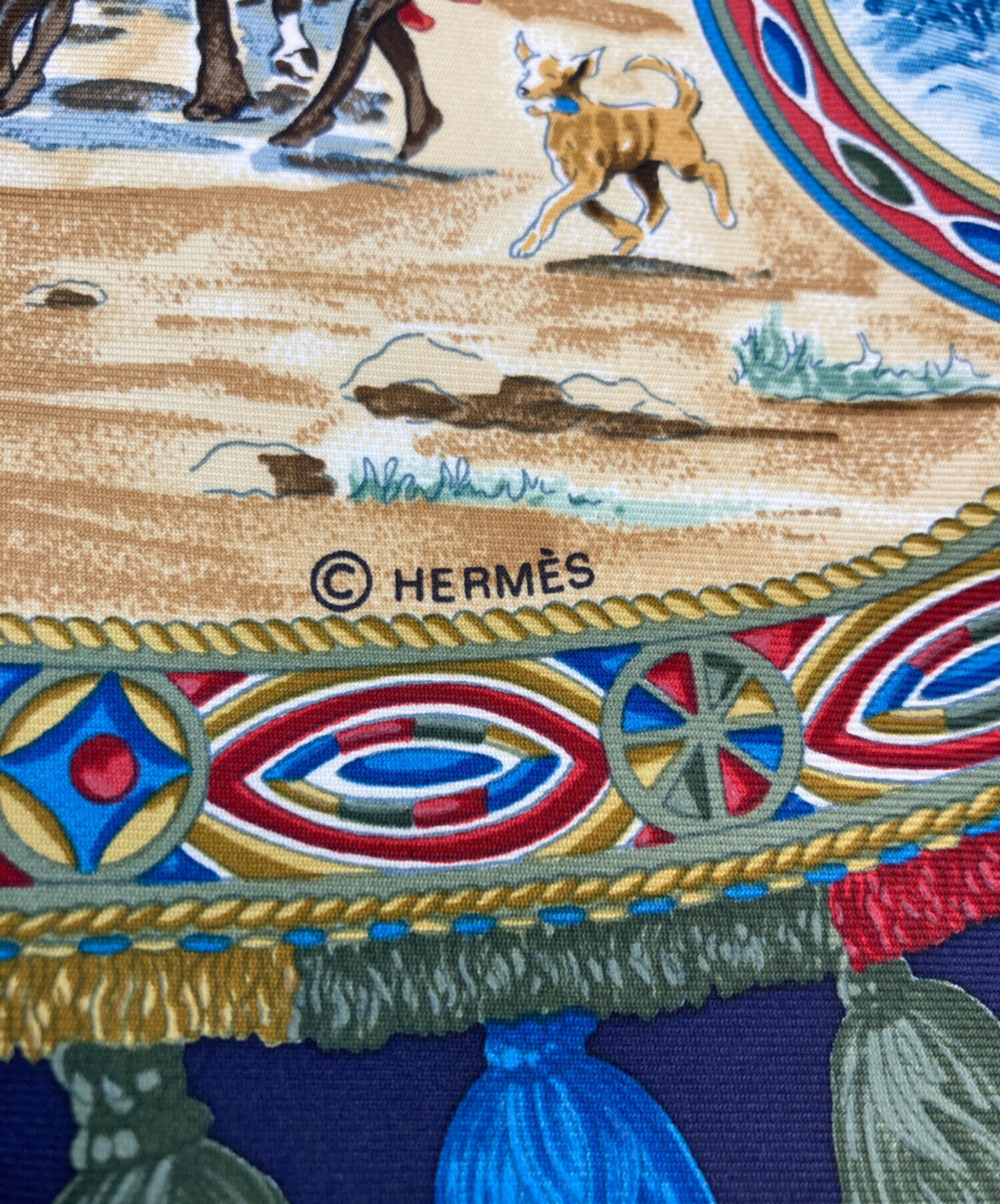 中古・古着通販】HERMES (エルメス) カレ90 シルクスカーフ ネイビー