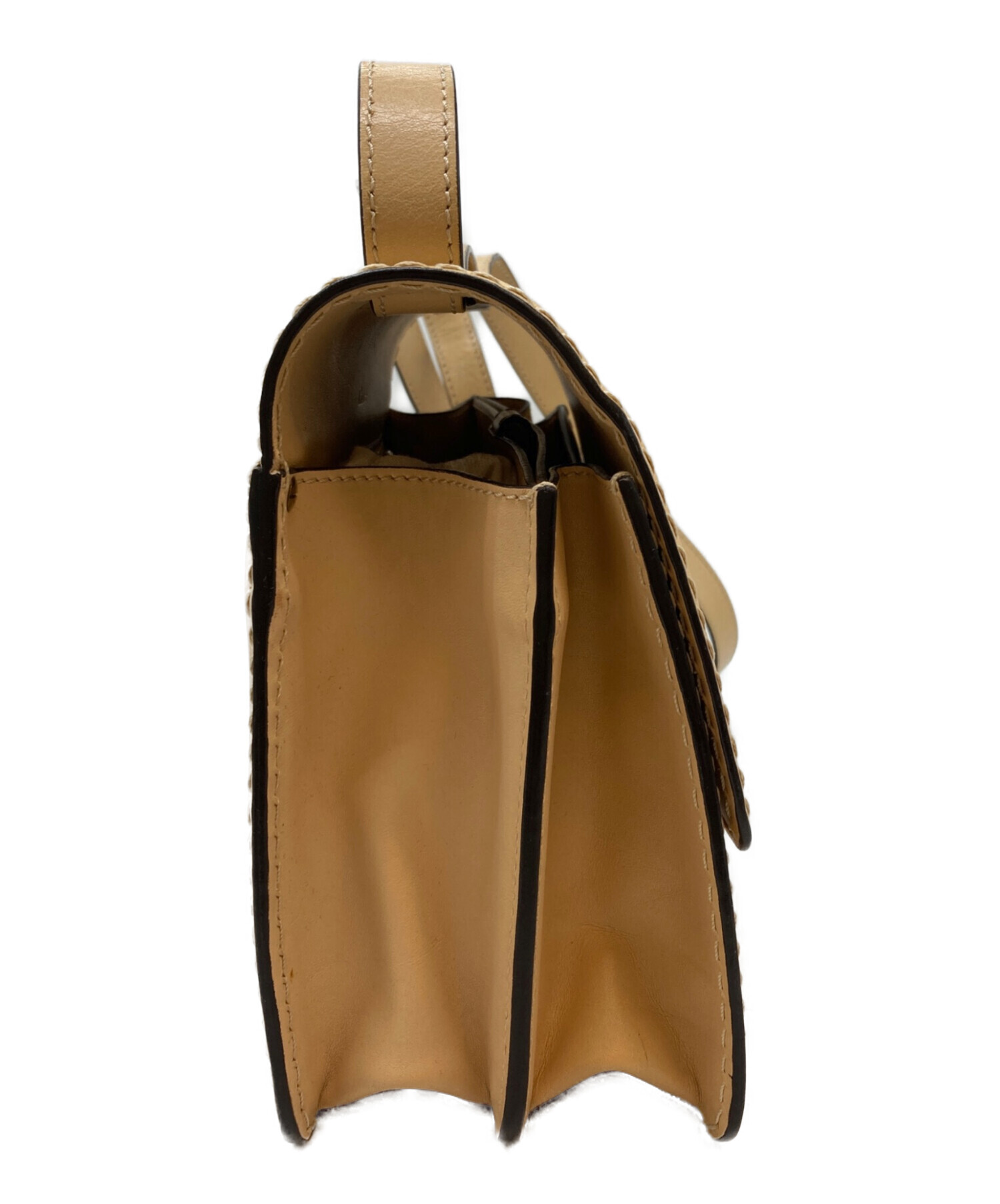 Chloé ショルダーバッグ ベージュ/黒 中古・古着通販】Chloe (クロエ) ショルダーバッグ ベージュ｜ブランド