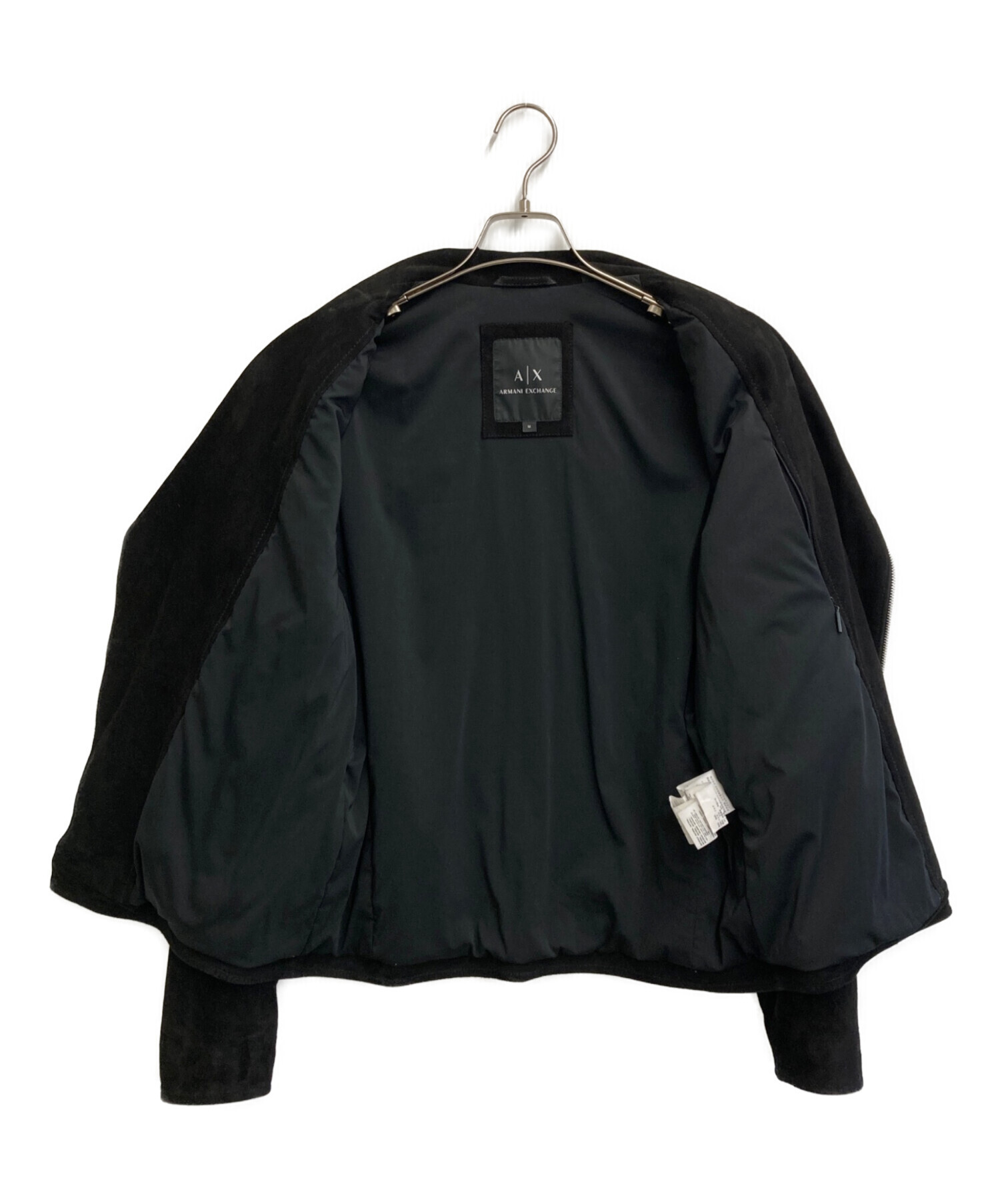 Armani Excha 黒 スエード シングルライダースジャケット 中古・古着通販】ARMANI EXCHANGE (アルマーニ エクスチェンジ) ゴート