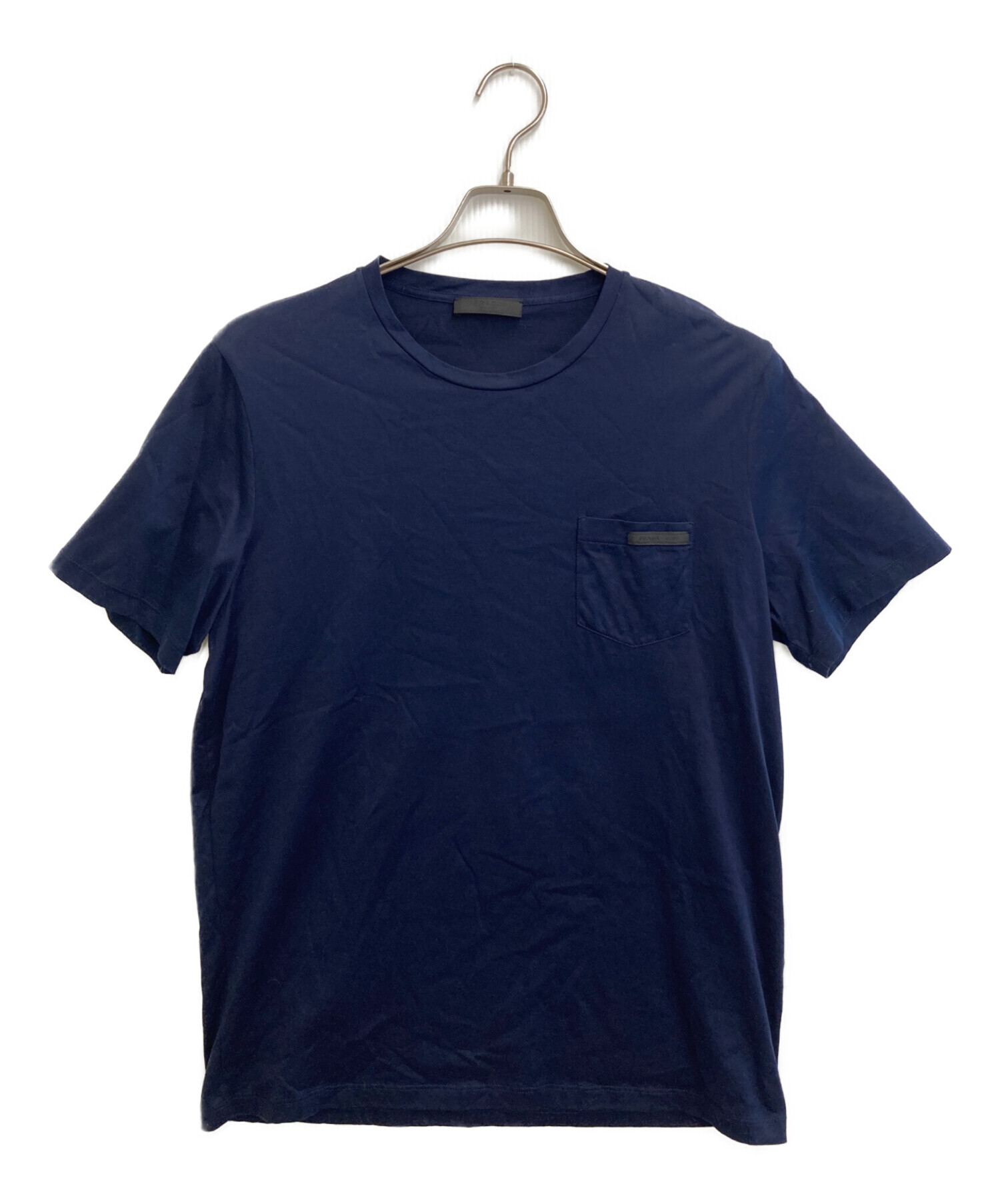 中古・古着通販】PRADA (プラダ) ロゴテープポケットTシャツ ネイビー