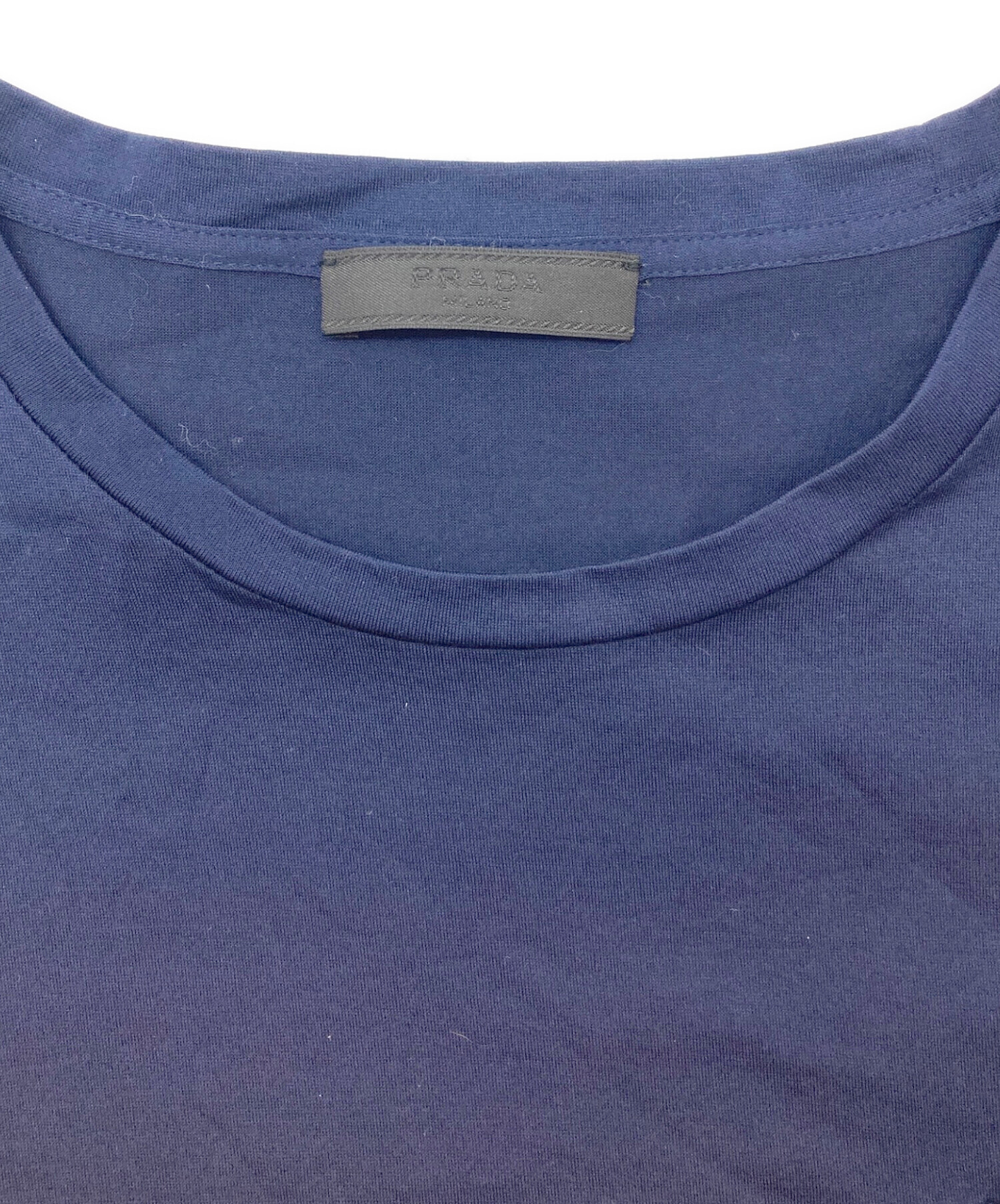 中古・古着通販】PRADA (プラダ) ロゴテープポケットTシャツ ネイビー