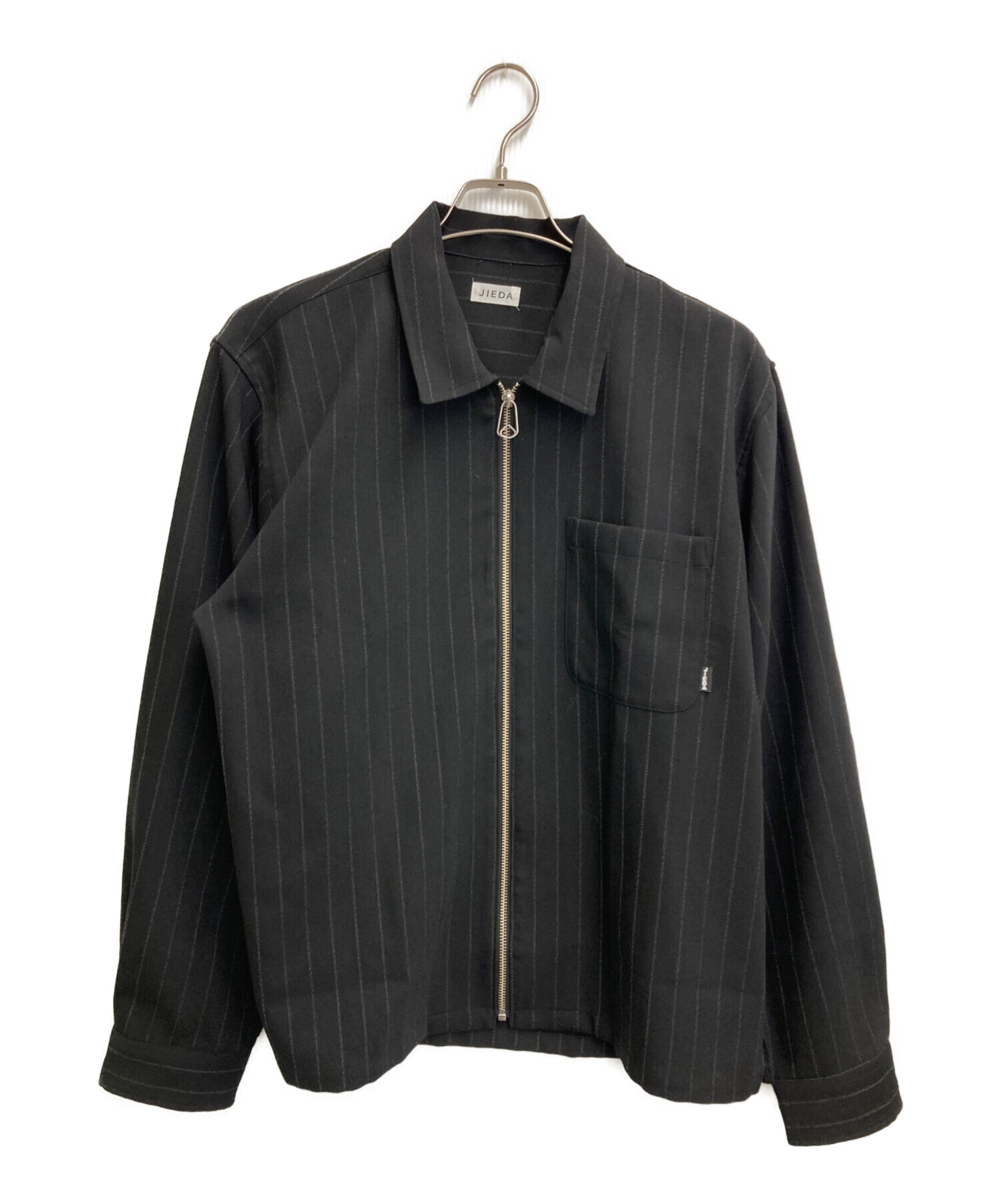 JieDa(ジエダ) /TWEED ZIP SHIRT (BLACK) 中古・古着通販】Jieda (ジエダ) WOOL STRIPE ZIP SHIRT ブラック