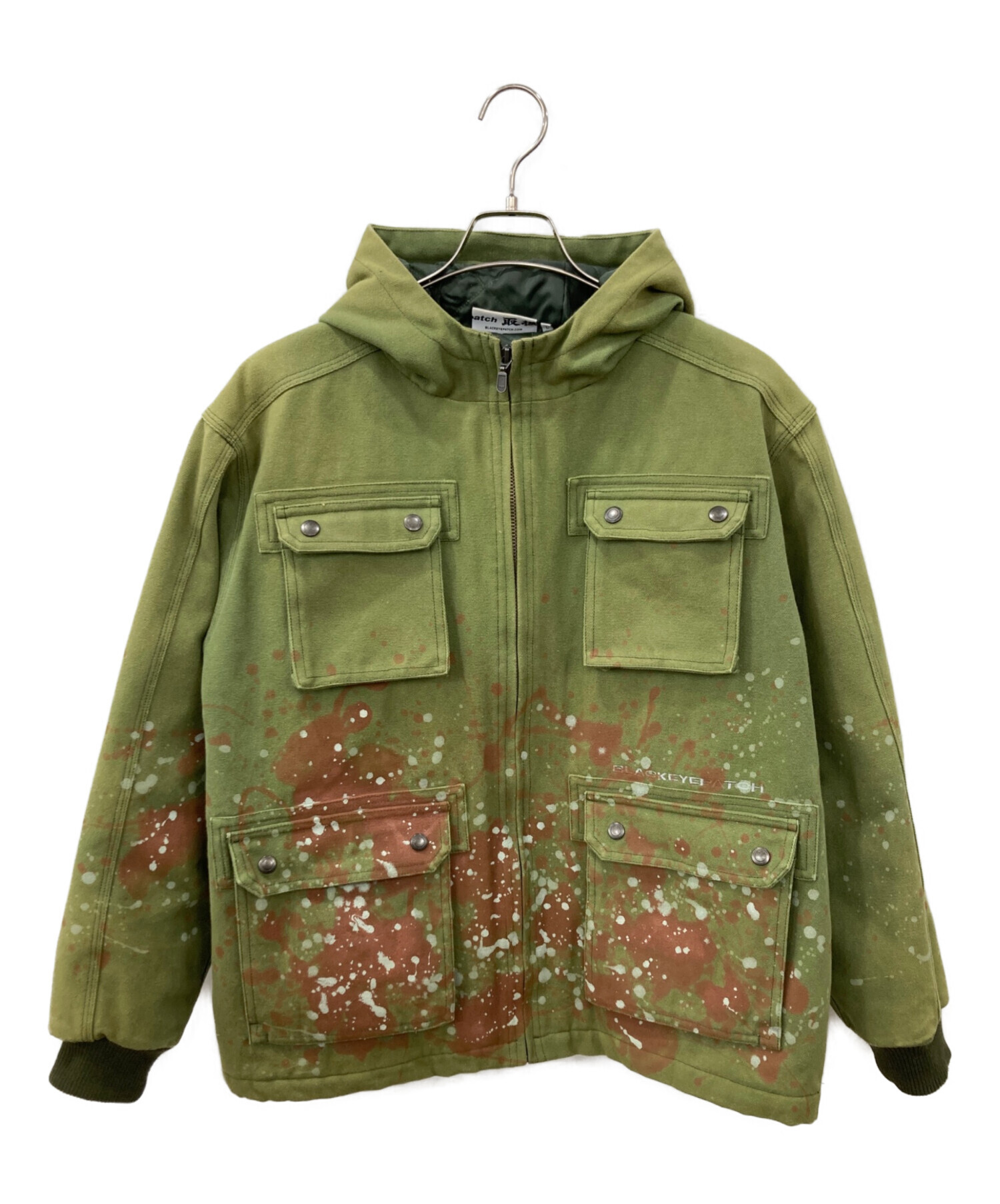 美品 BLACK EYE PATCH ブラックアイパッチ 20AW HOODED PAINTER JACKET ミリタリージャケット ブルゾン L グリーン メンズ 古着 中古 USED 中古・古着通販】THE BLACK EYE PATCH (ブラックアイパッチ) HOODED