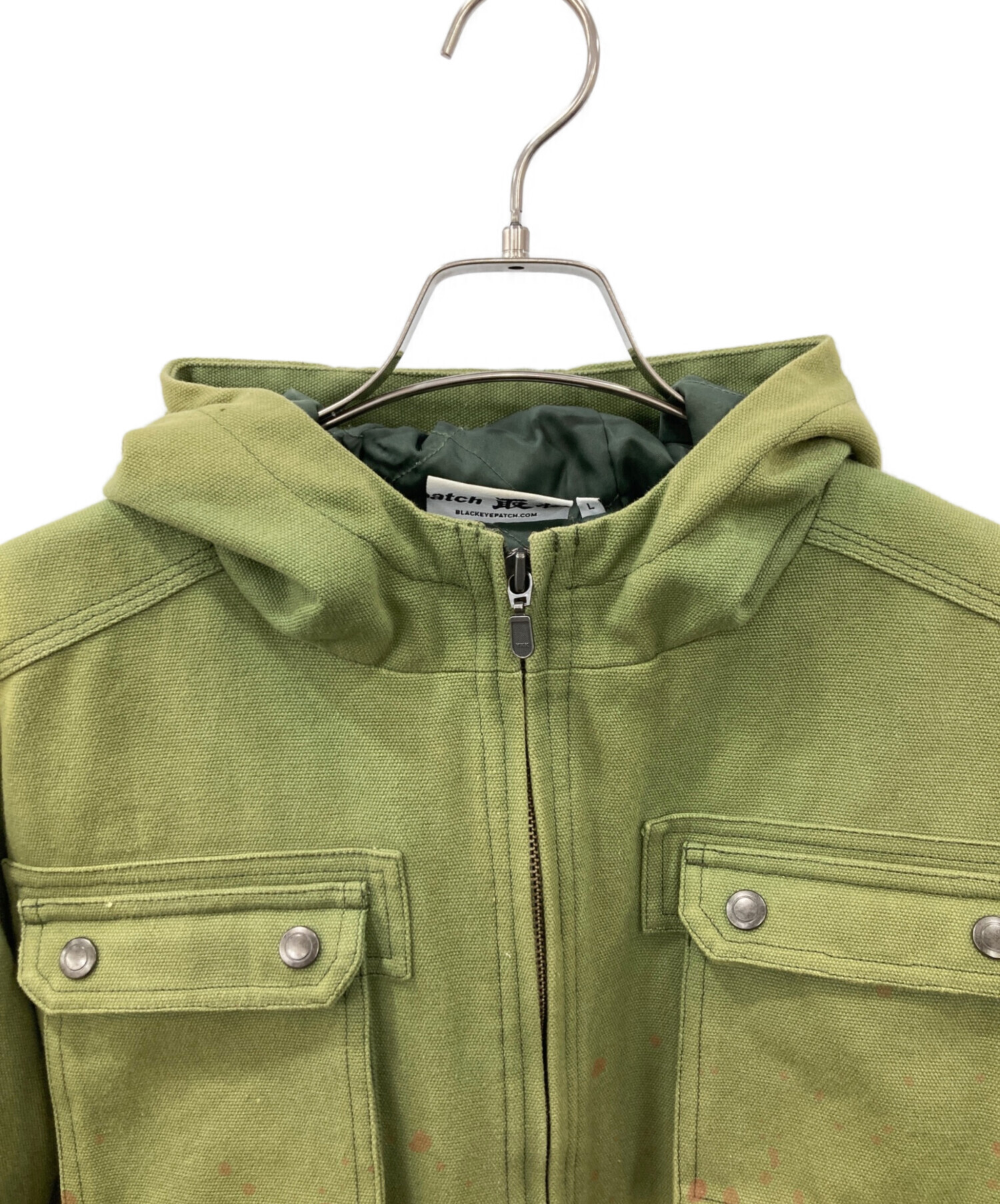 美品 BLACK EYE PATCH ブラックアイパッチ 20AW HOODED PAINTER JACKET ミリタリージャケット ブルゾン L グリーン メンズ 古着 中古 USED 中古・古着通販】THE BLACK EYE PATCH (ブラックアイパッチ) HOODED