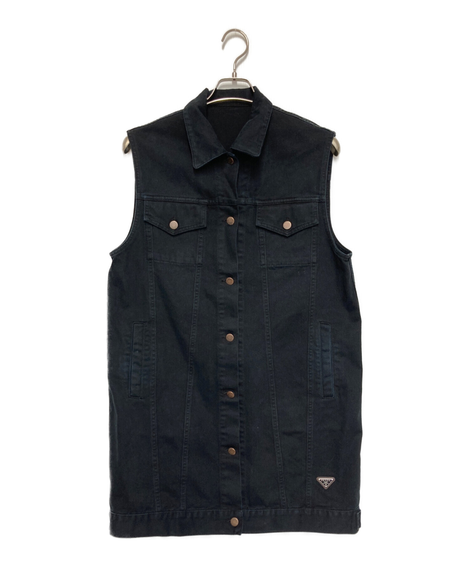 PRADA チェック柄 ビスチェ　ベスト　40 中古・古着通販】PRADA (プラダ) トライアングルロゴ デニムロング
