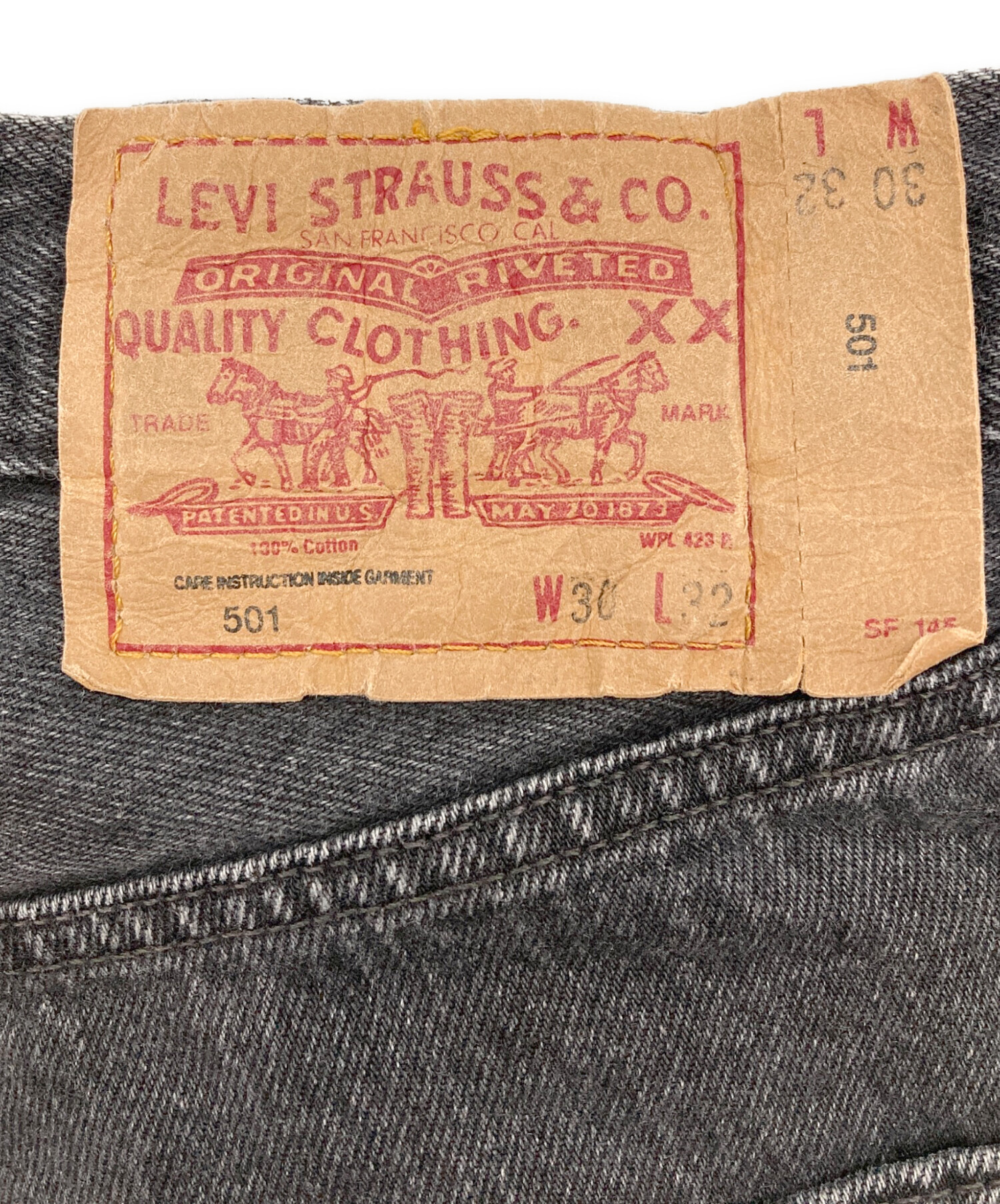 中古・古着通販】LEVI'S (リーバイス) 90s 後染め 501ブラックデニム