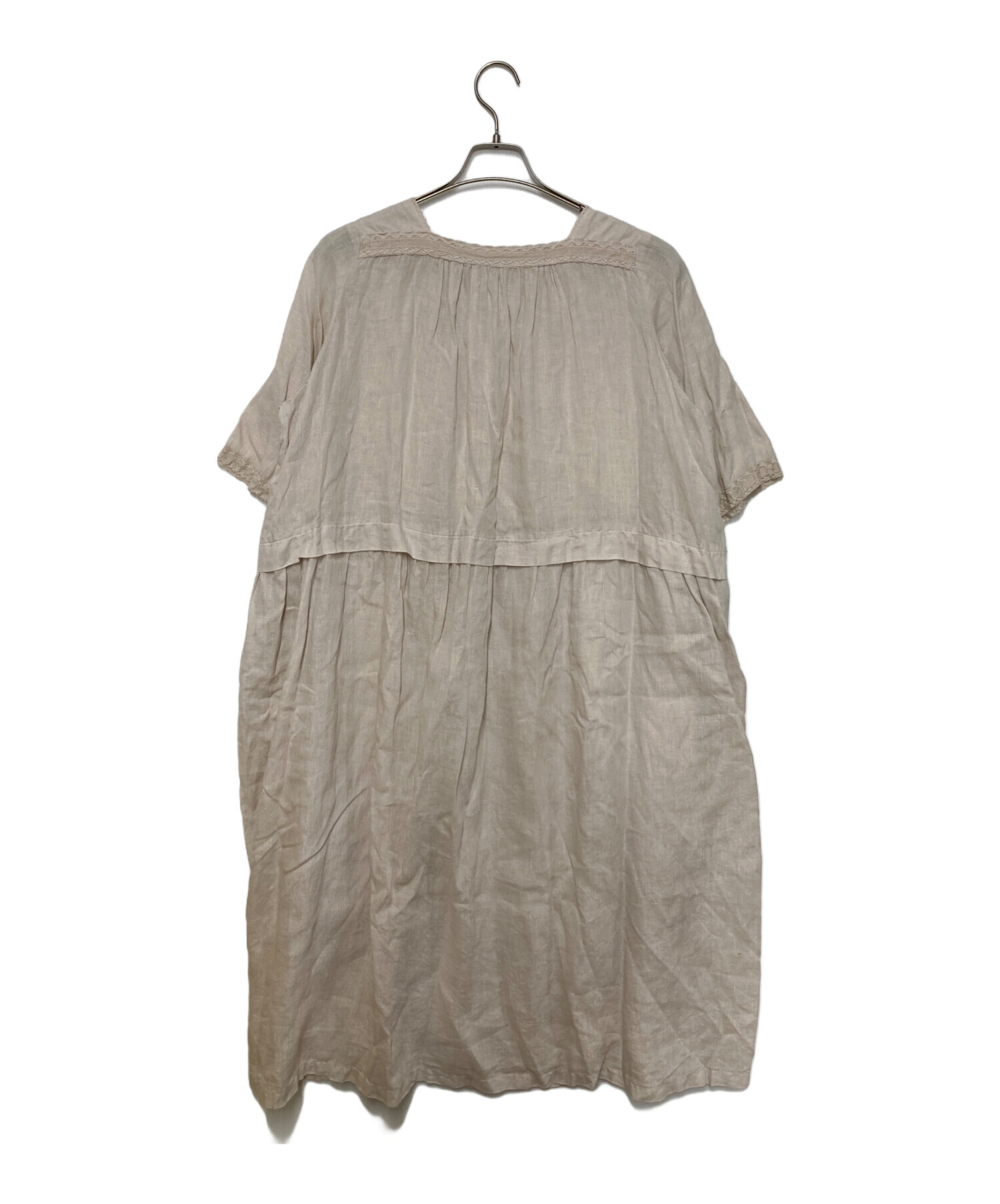 nest Robe リネンワッシャーギャザーブラウスベージュ 中古・古着通販】nest Robe (ネストローブ) リネンレースギャザー