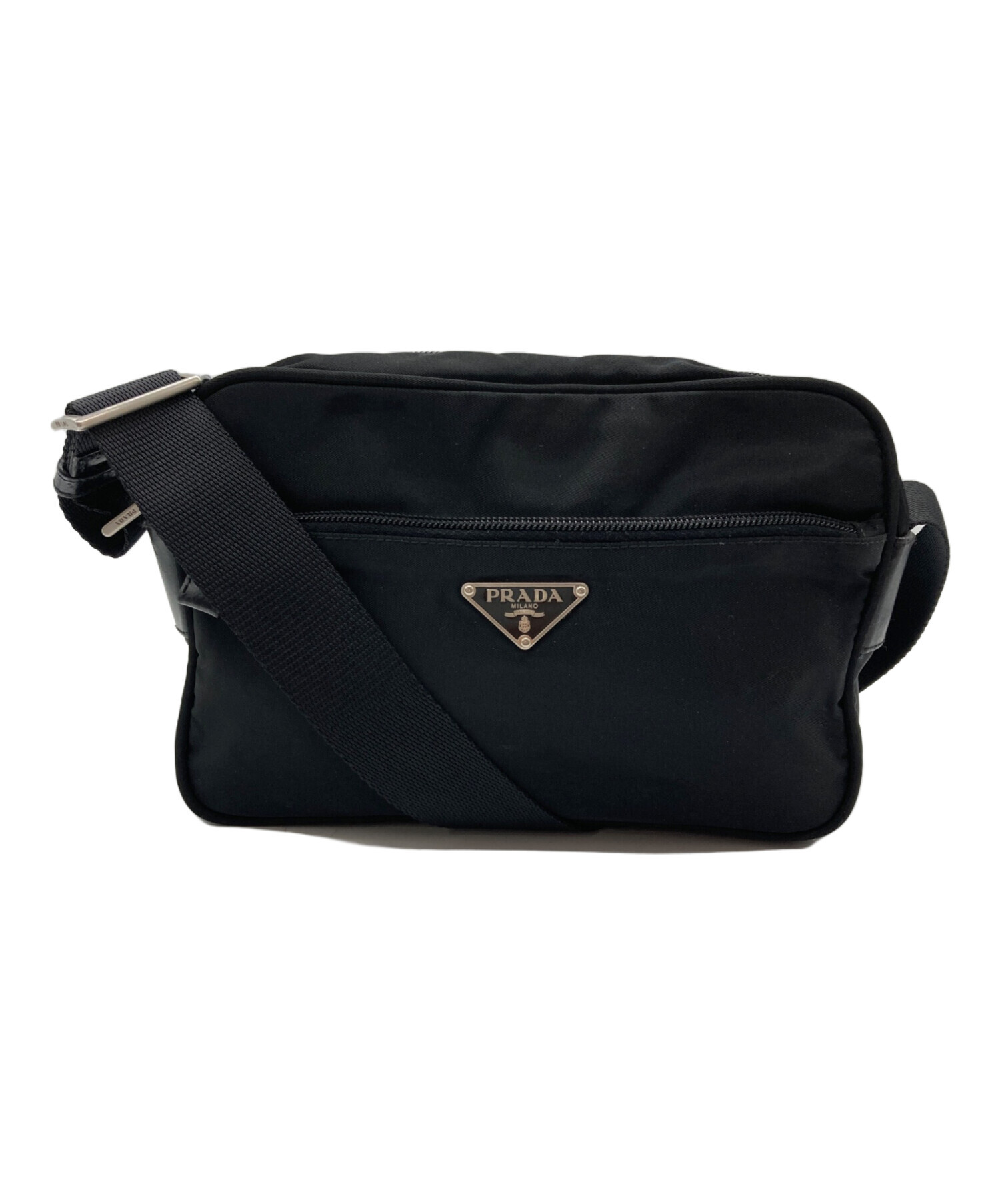 ヴィンテージ☆PRADA☆プラダ☆ショルダーバッグ☆三角ロゴ☆ナイロン☆ブラック 中古・古着通販】PRADA (プラダ) 三角ロゴ ナイロンショルダーバッグ