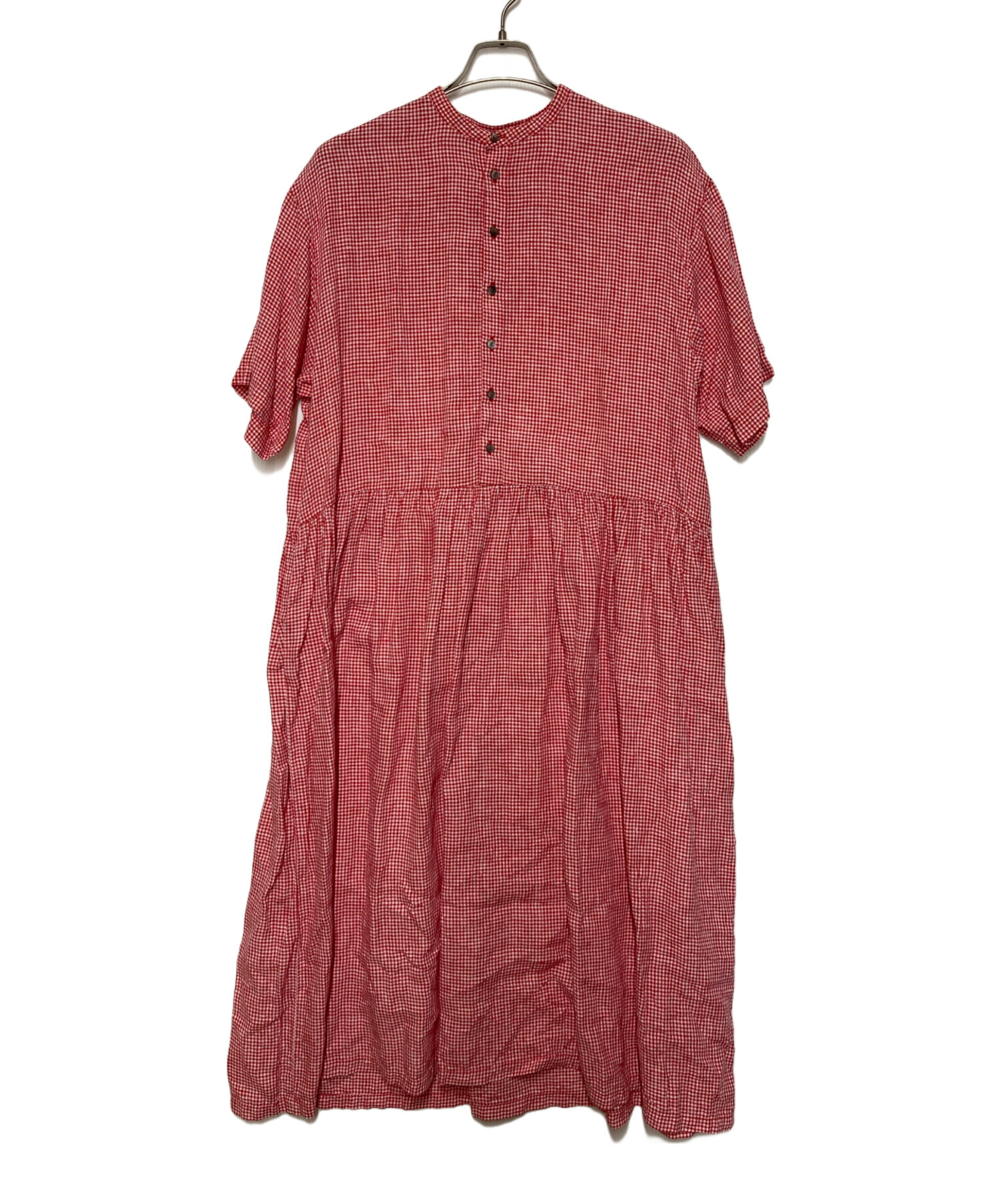 ネストローブ　リネン　ギンガムチェック　ワンピース　used 中古・古着通販】nest Robe (ネストローブ) フレンチリネンギンガム