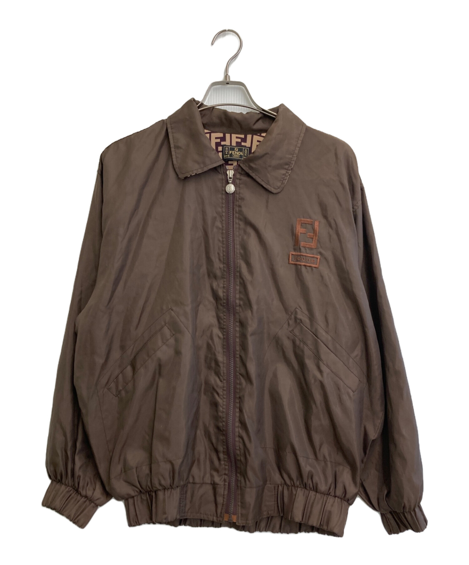 FENDI JEANS フェンディジーンズ ナイロンジャケット M(L)サイズ 中古・古着通販】FENDI jeans (フェンディ ジーンズ) ロゴ刺繍ジップ