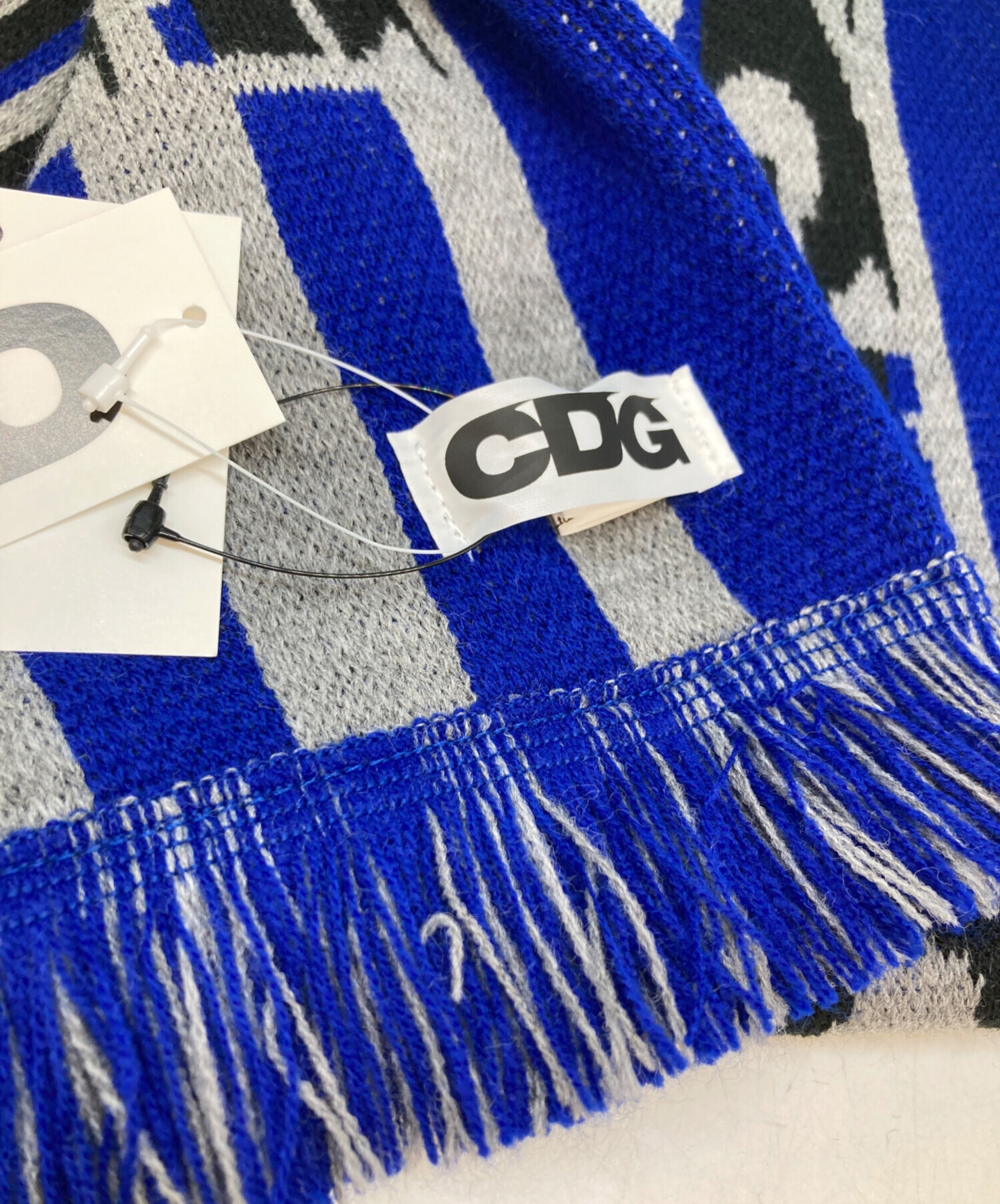 中古・古着通販】CDG (シーディージー) ロゴジャガードマフラー ブルー