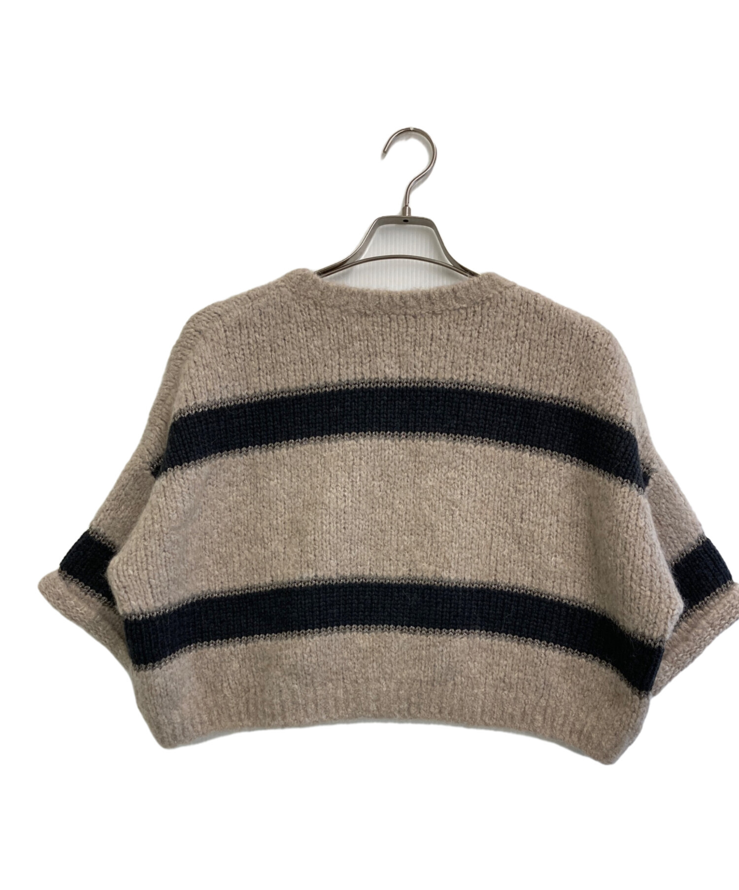 BRUNELLO CUCINELLI ボーダー 半袖ニット 中古・古着通販】BRUNELLO CUCINELLI (ブルネロクチネリ) 半袖ニット