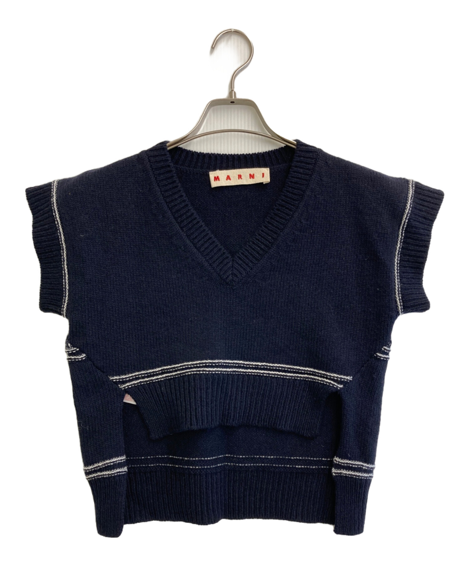 中古・古着通販】MARNI (マルニ) Logo Virgin Wool V Neck Sweater