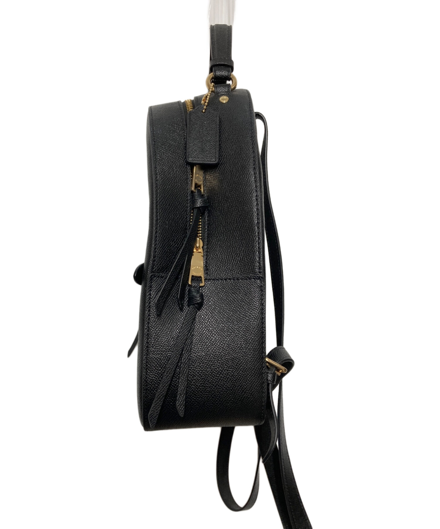 未使用級 コーチ チャーター リュック デカロゴ グレインレザー 2室 黒 中古・古着通販】COACH (コーチ) レザーリュック ブラック｜ブランド