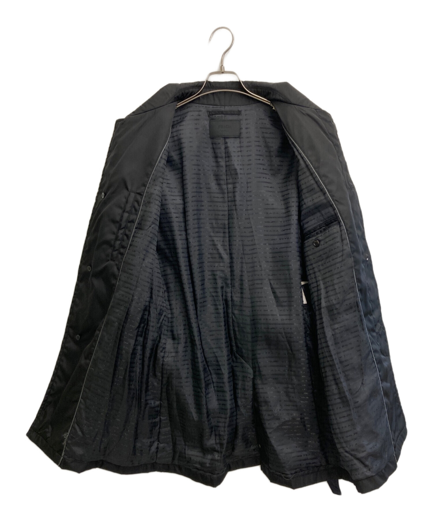 中古・古着通販】PRADA (プラダ) ナイロンステンカラーコート ブラック