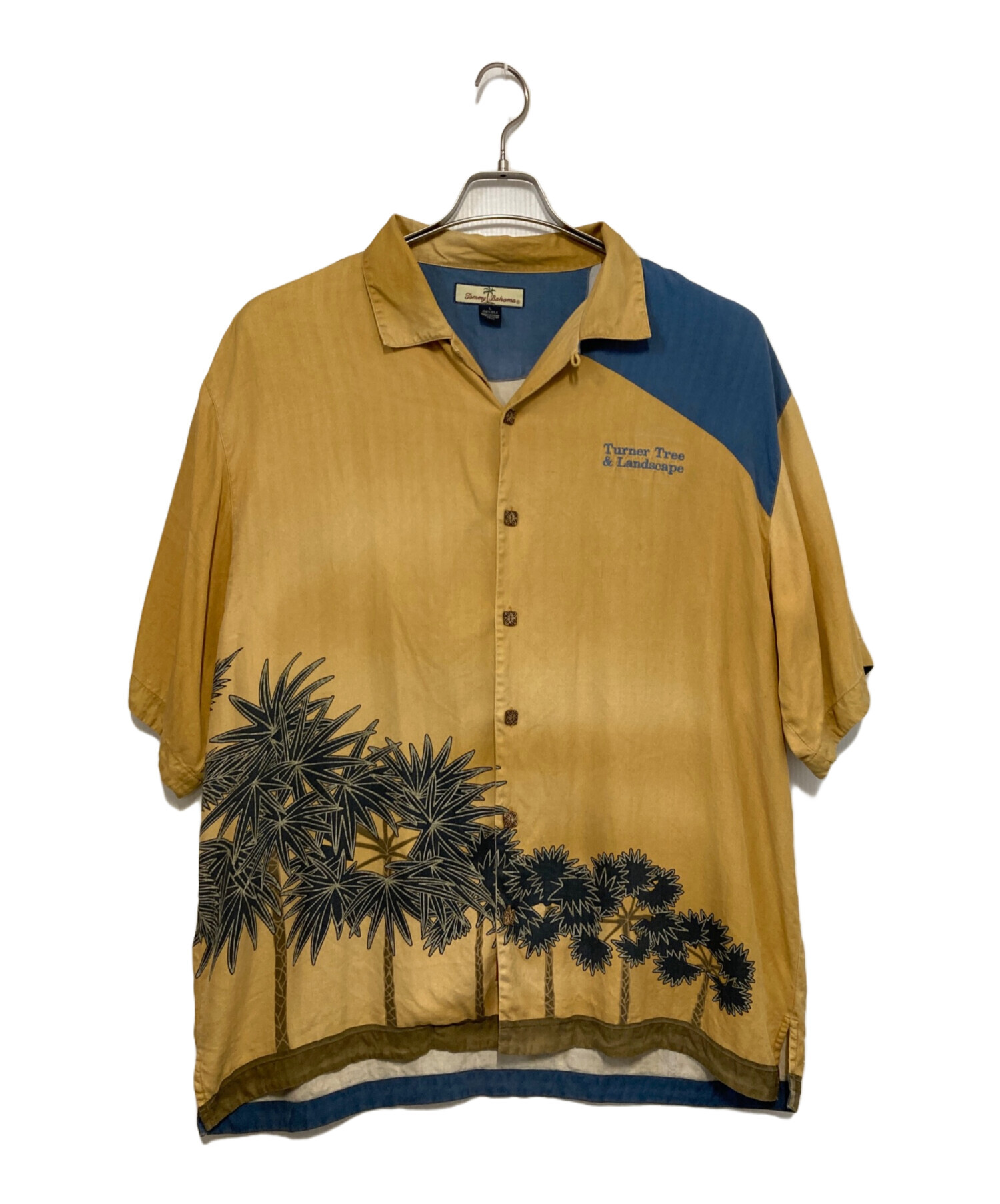 トミーバハマ シルク100% アロハ オープンカラーシャツ 虎 和柄 刺繍 黒L TOMMY BAHAMA シルク オープンカラーシャツ バック刺繍 Tommy Bahama