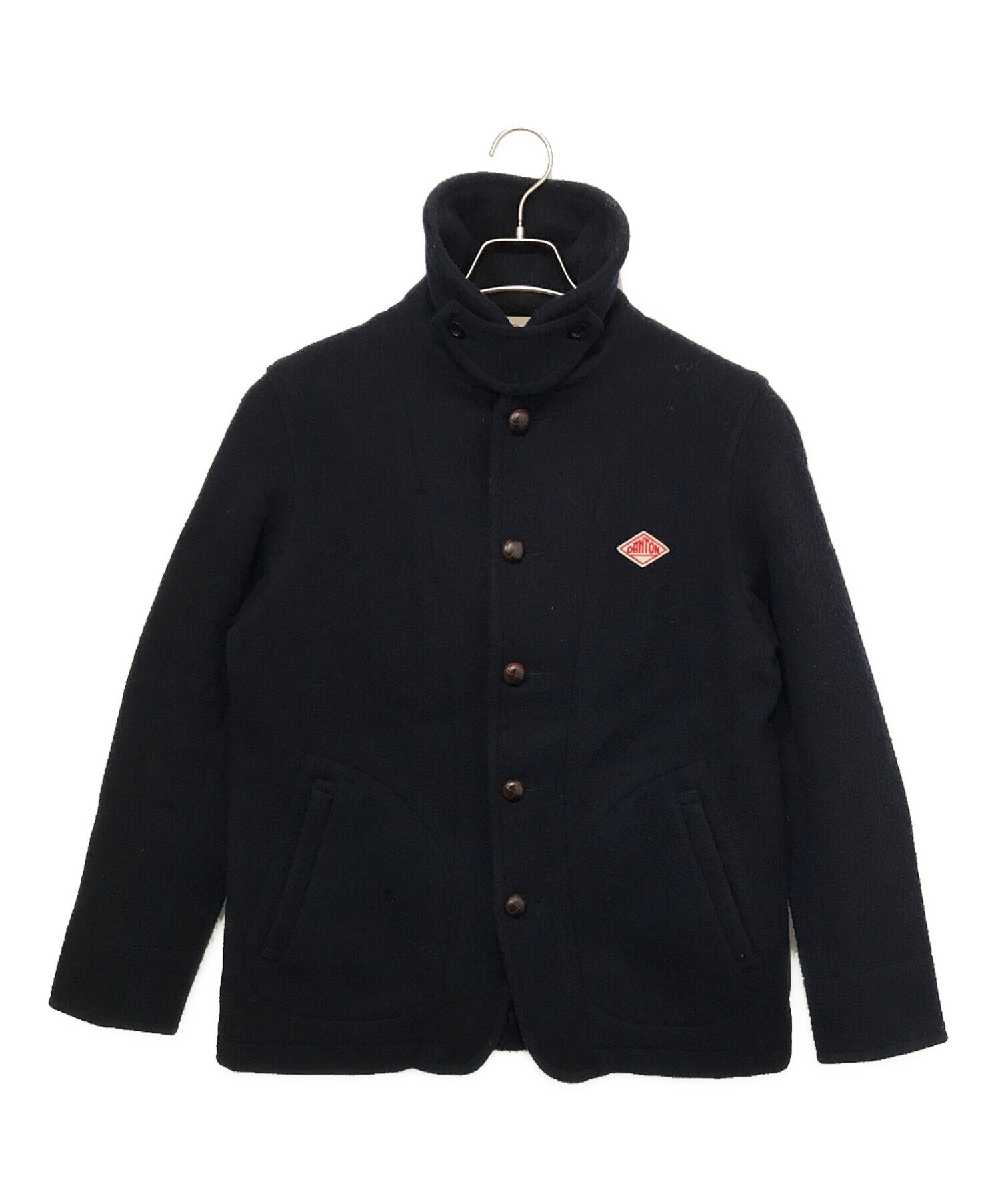 ダントンDANTON丸襟ウールモッサジャケット39紺ネイビーM相当クルミ